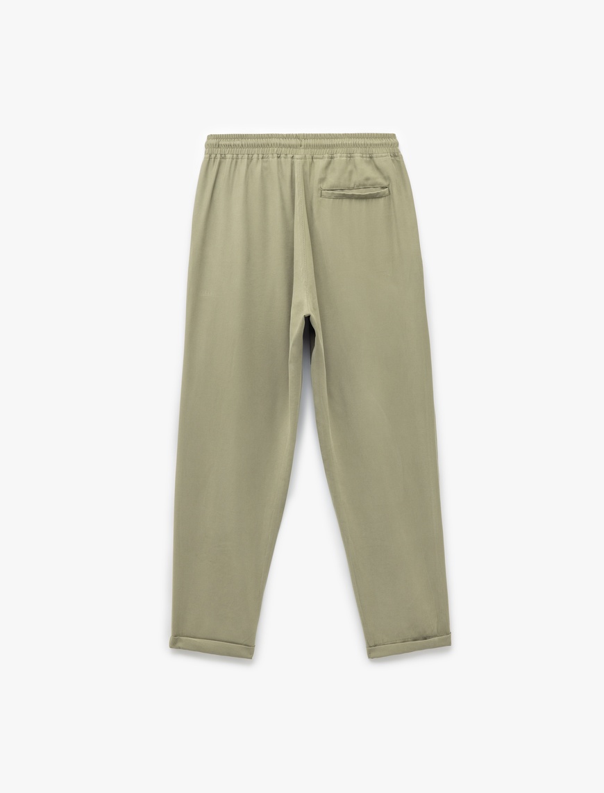   Viskon Cep Detaylı Rayon Tapered Beli Bağcıklı Eşofman Pantolon