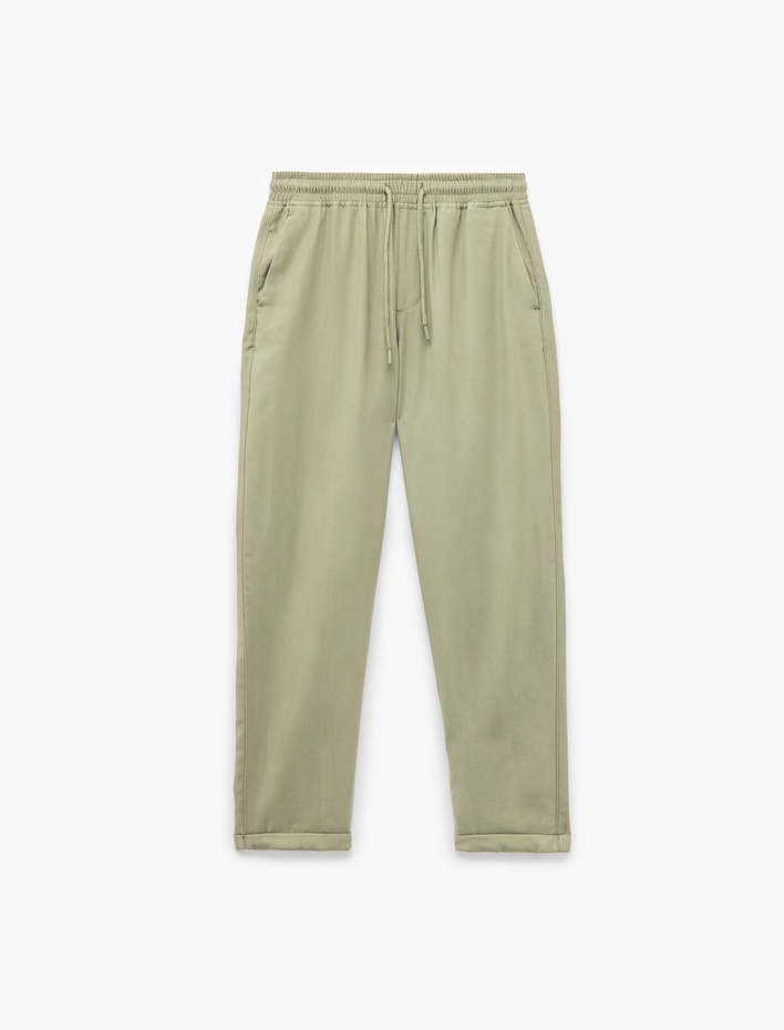  Viskon Cep Detaylı Rayon Tapered Beli Bağcıklı Eşofman Pantolon