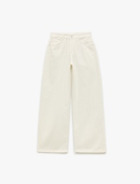Bol Kalıp Geniş Paça Cepli Denim Pantolon - Loose Straight Fit Jean
