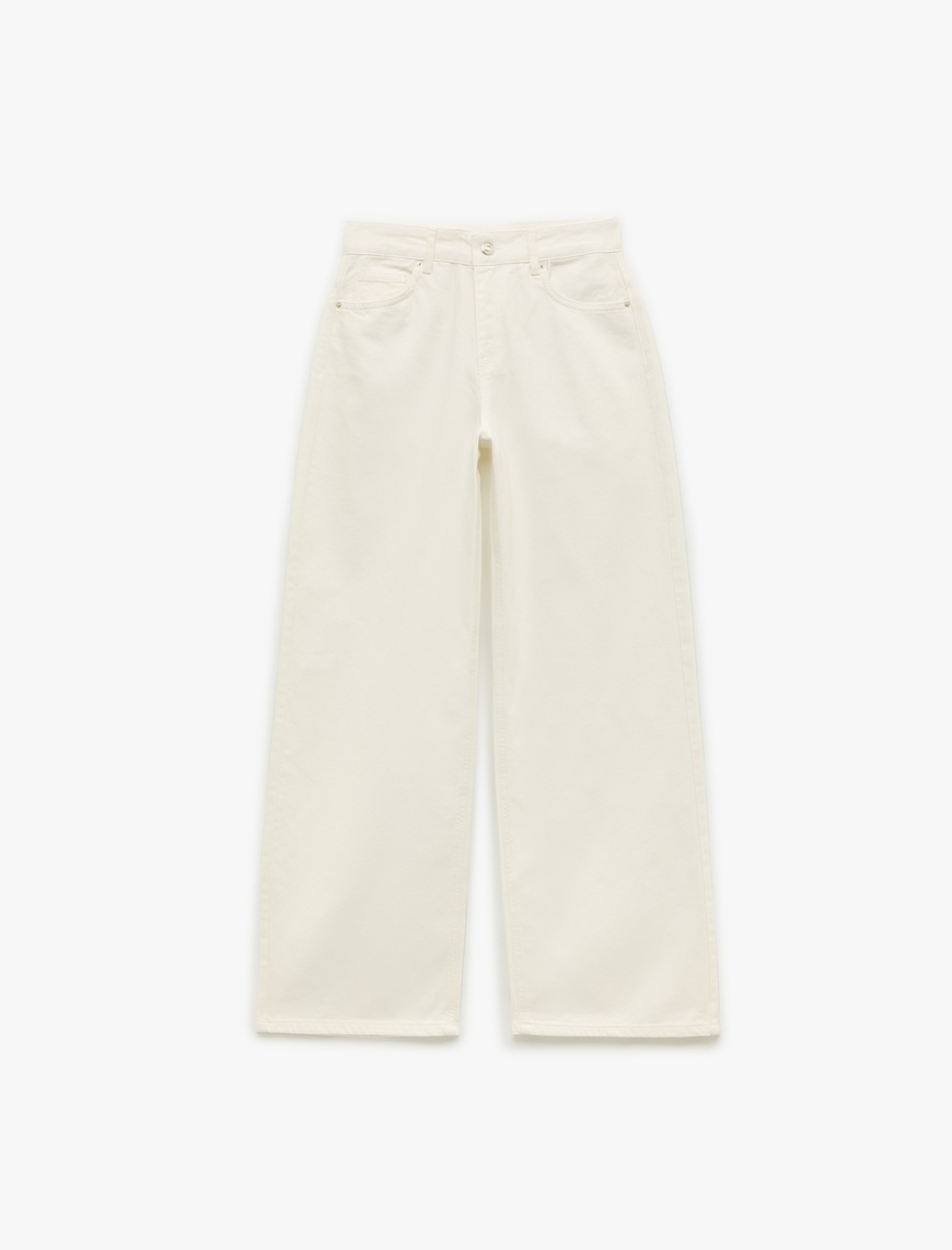   Bol Kalıp Geniş Paça Cepli Denim Pantolon - Loose Straight Fit Jean