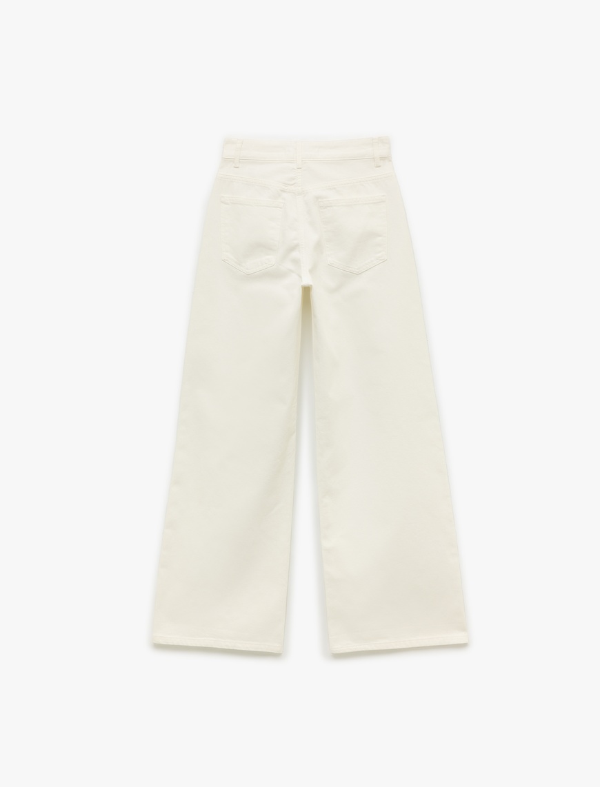   Bol Kalıp Geniş Paça Cepli Denim Pantolon - Loose Straight Fit Jean