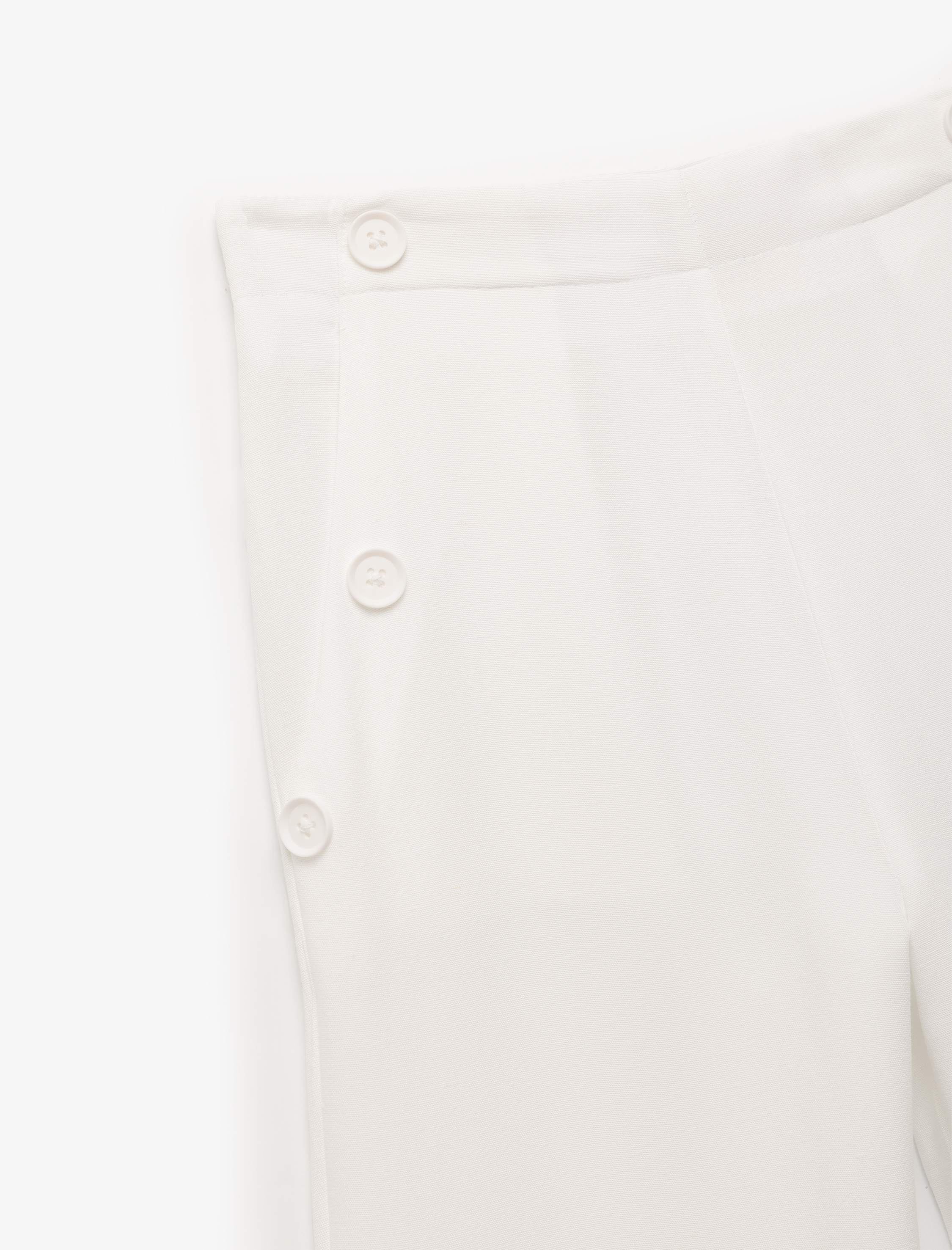  Kız Çocuk Keten Viskon Karışımlı Geniş Paça Düğmeli Pantolon