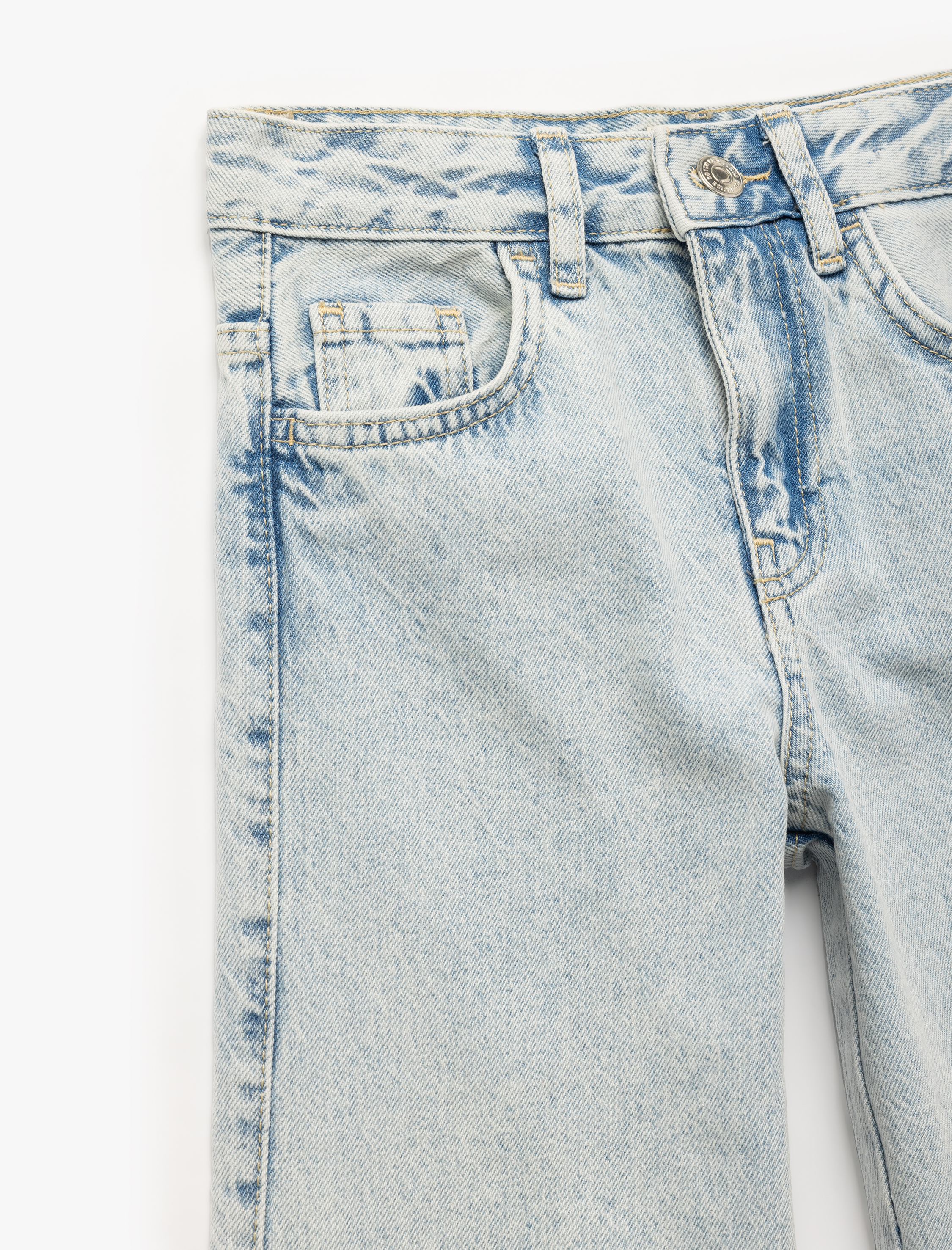  Kız Çocuk Düşük Bel Bol Kalıp Geniş Paça Denim Pantolon