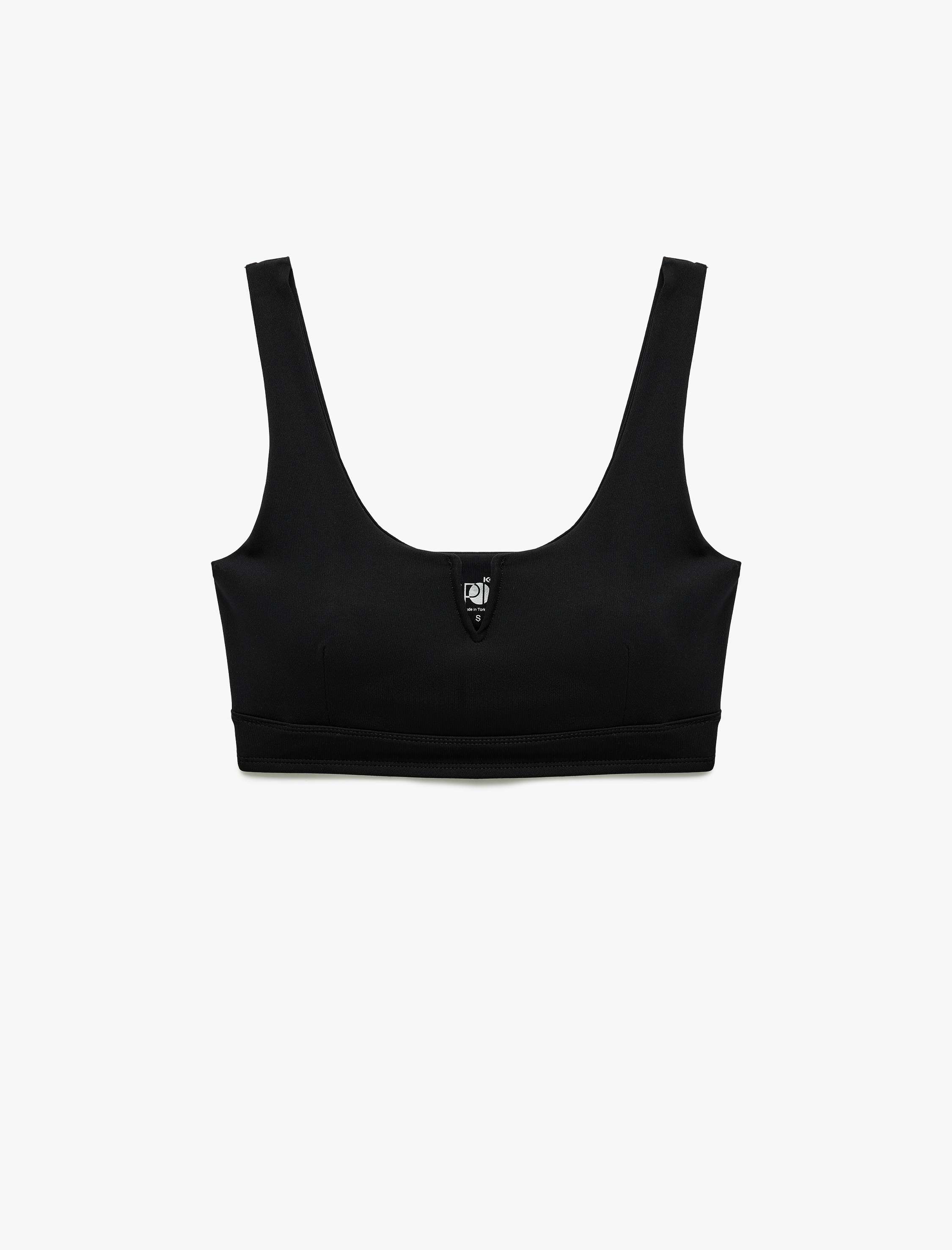 Koton Kadın V Yaka Kolsuz Slim Fit Kaplı İnterlok Sporcu Sütyeni -1