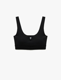 V Yaka Kolsuz Slim Fit Kaplı İnterlok Sporcu Sütyeni