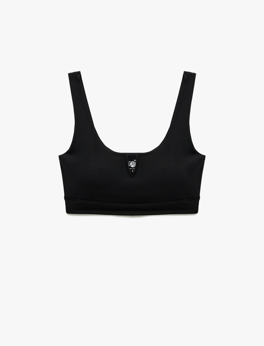   V Yaka Kolsuz Slim Fit Kaplı İnterlok Sporcu Sütyeni