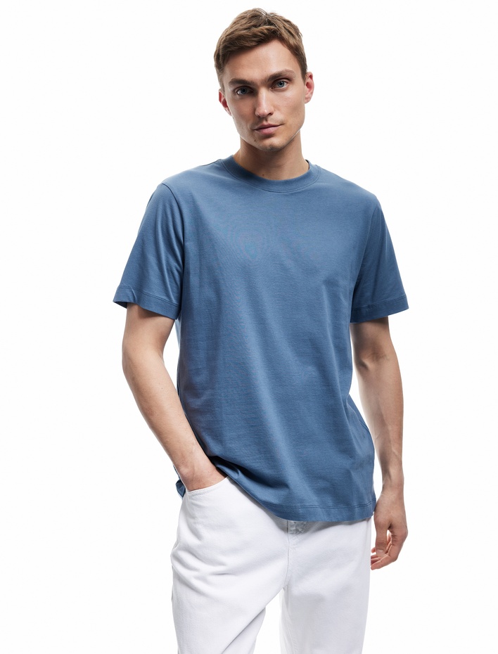  Bisiklet Yaka Pamuklu Regular Fit Kısa Kollu Basic Tişört