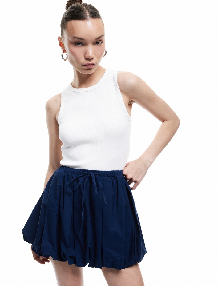  Bisiklet Yaka Kolsuz Slim Fit Basic Kadın Atlet