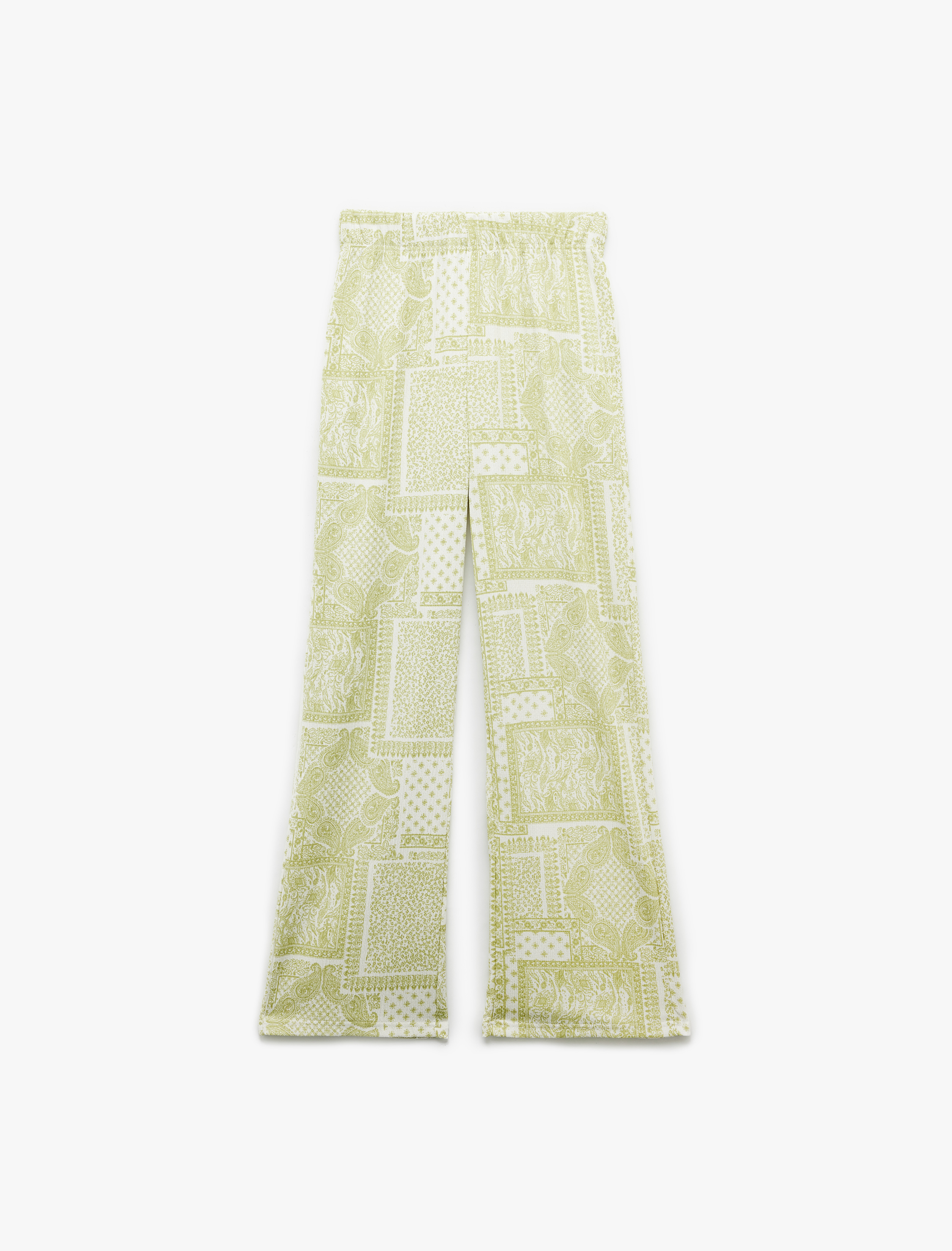   Geniş Paça Beli Lastikli Yüksek Bel Pantolon Bürümcük