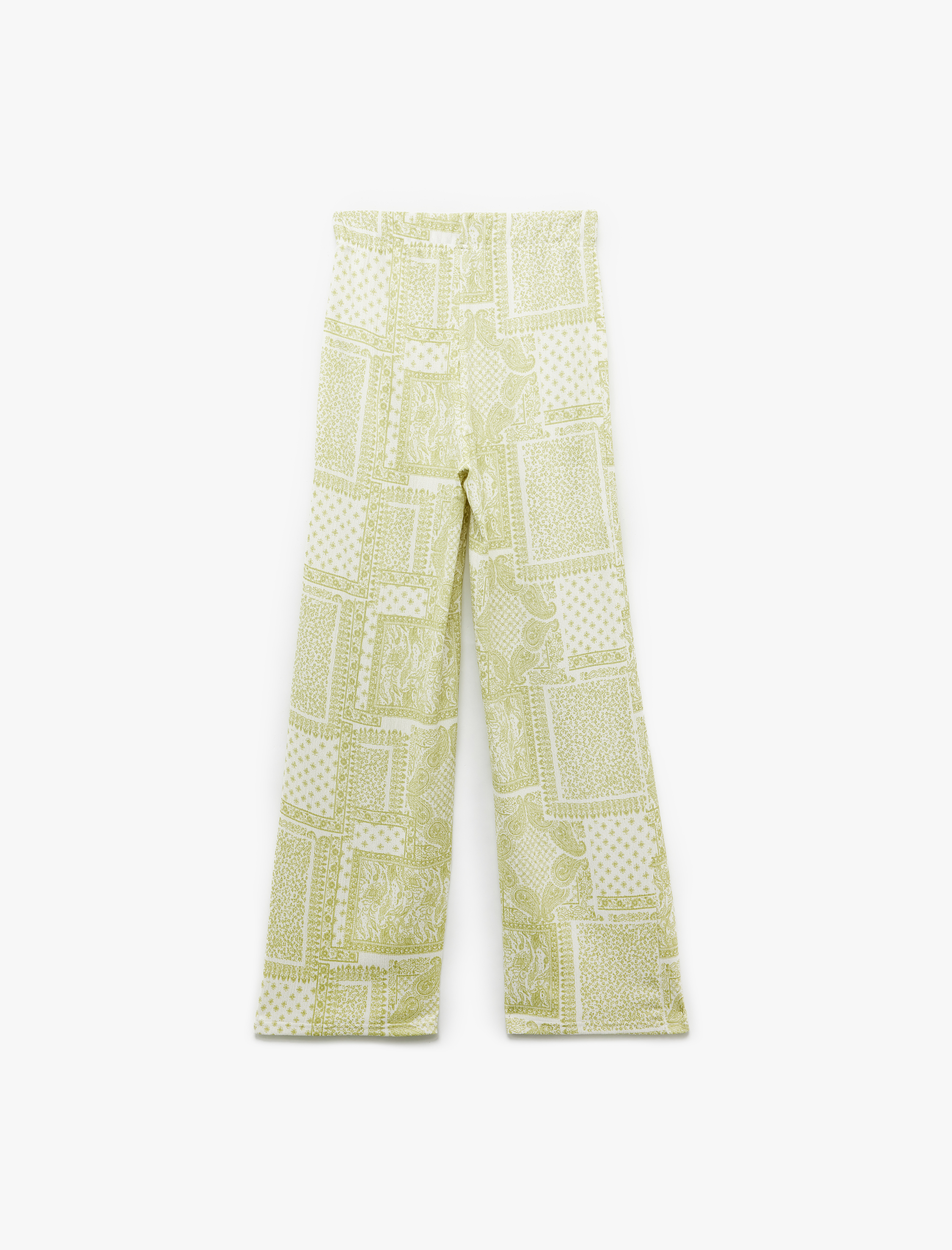   Geniş Paça Beli Lastikli Yüksek Bel Pantolon Bürümcük