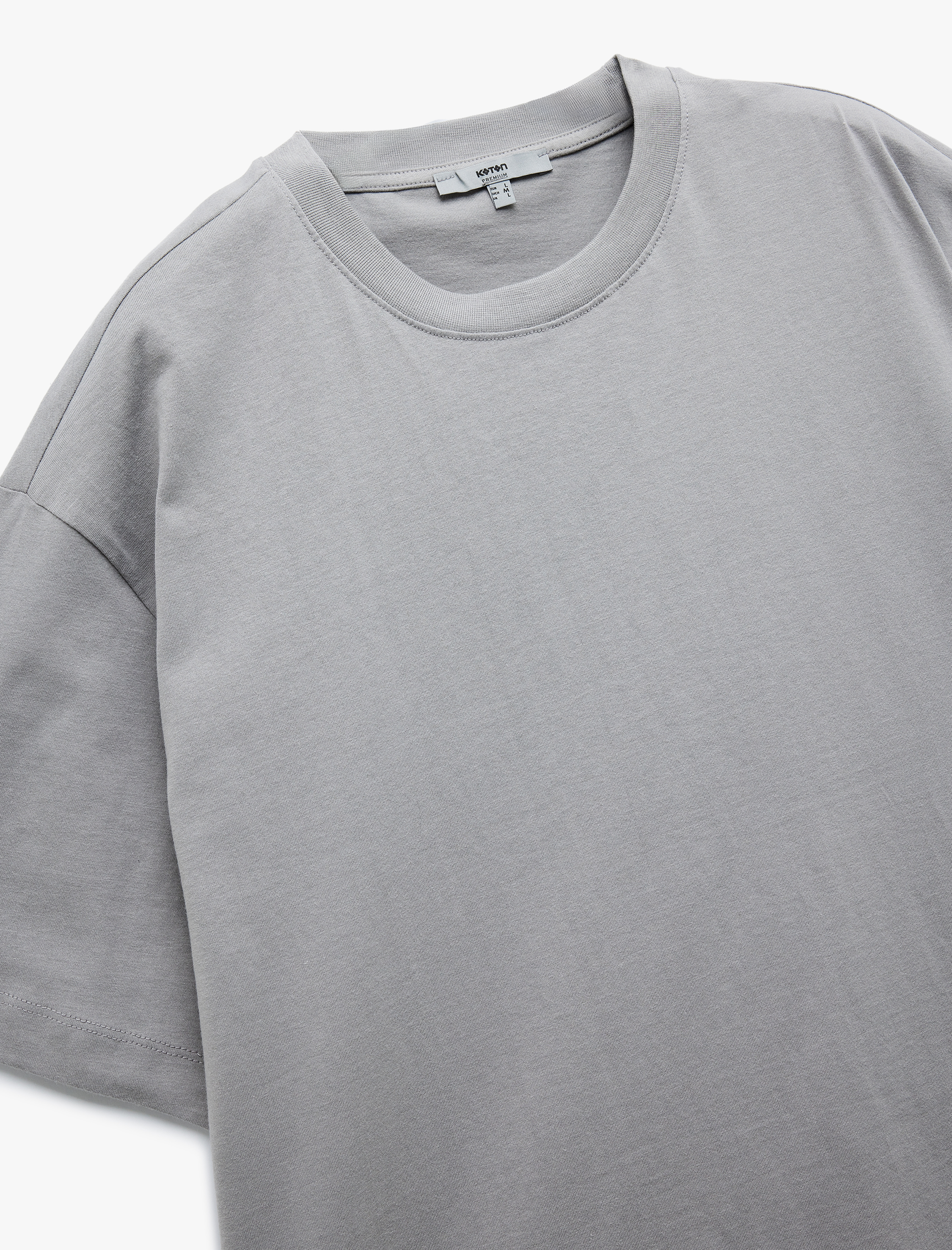   Kısa Kollu Pamuklu Bisiklet Yaka Basic Oversize Tişört