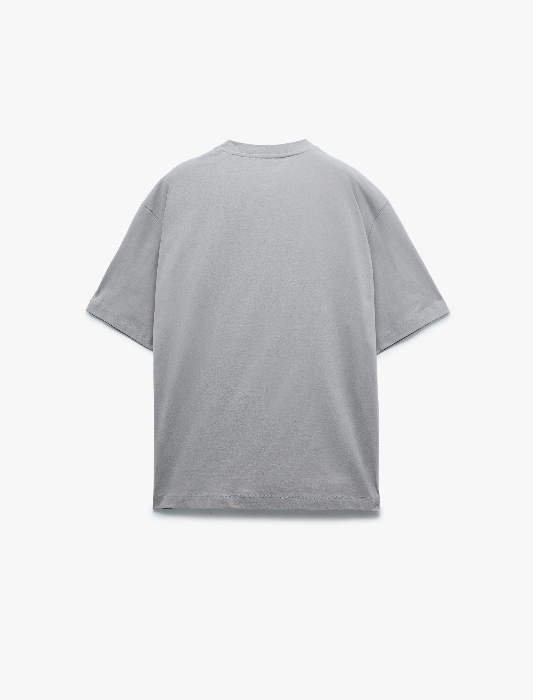   Kısa Kollu Pamuklu Bisiklet Yaka Basic Oversize Tişört