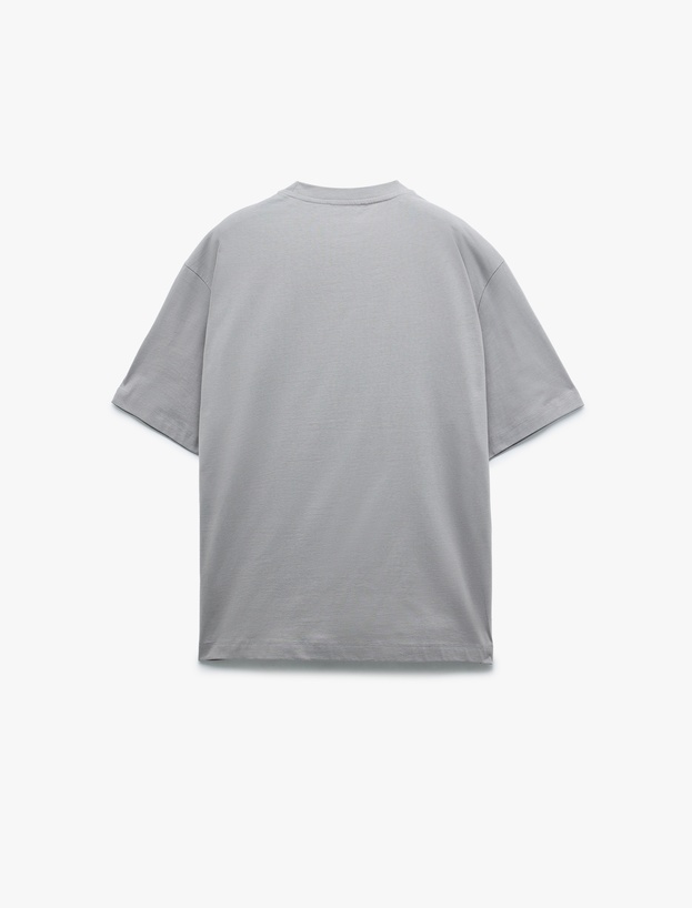 Kısa Kollu Pamuklu Bisiklet Yaka Basic Oversize Tişört_3