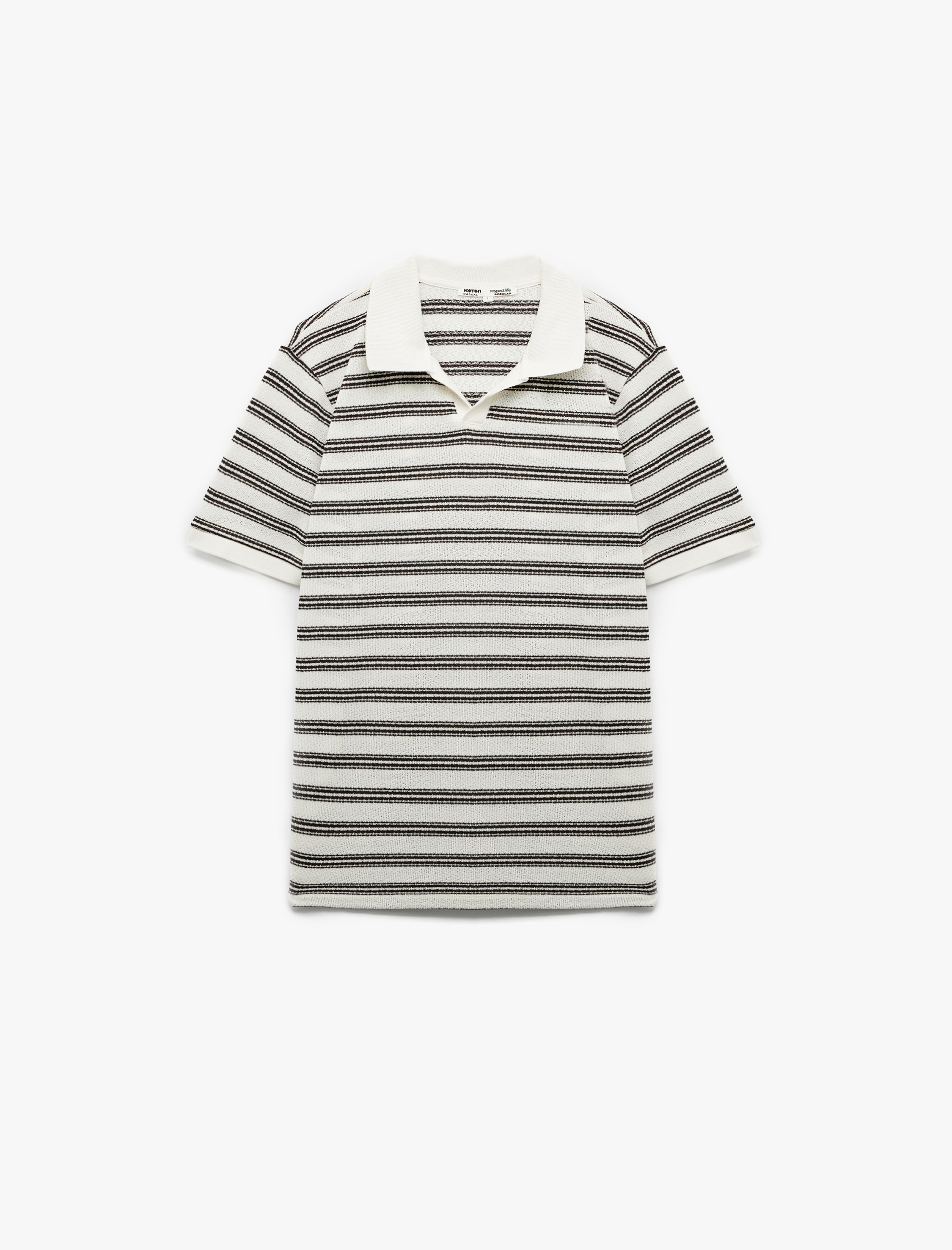   Çizgili Kısa Kollu Regular Fit V Yaka Polo Tişört