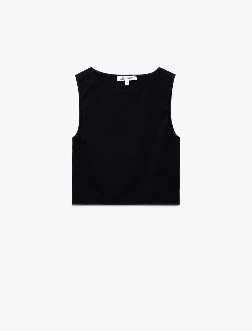   Bisiklet Yaka Kolsuz Dar Kesim Pamuklu Basic Crop Atlet