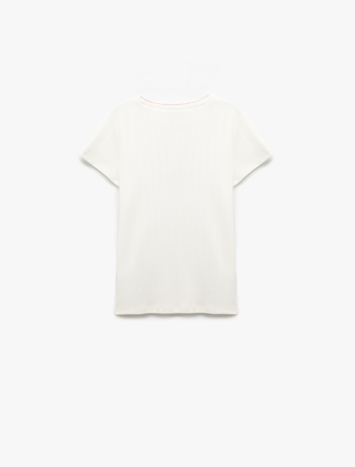 Kız Çocuk Köpek Baskılı Bisiklet Yaka Kısa Kollu Tişört