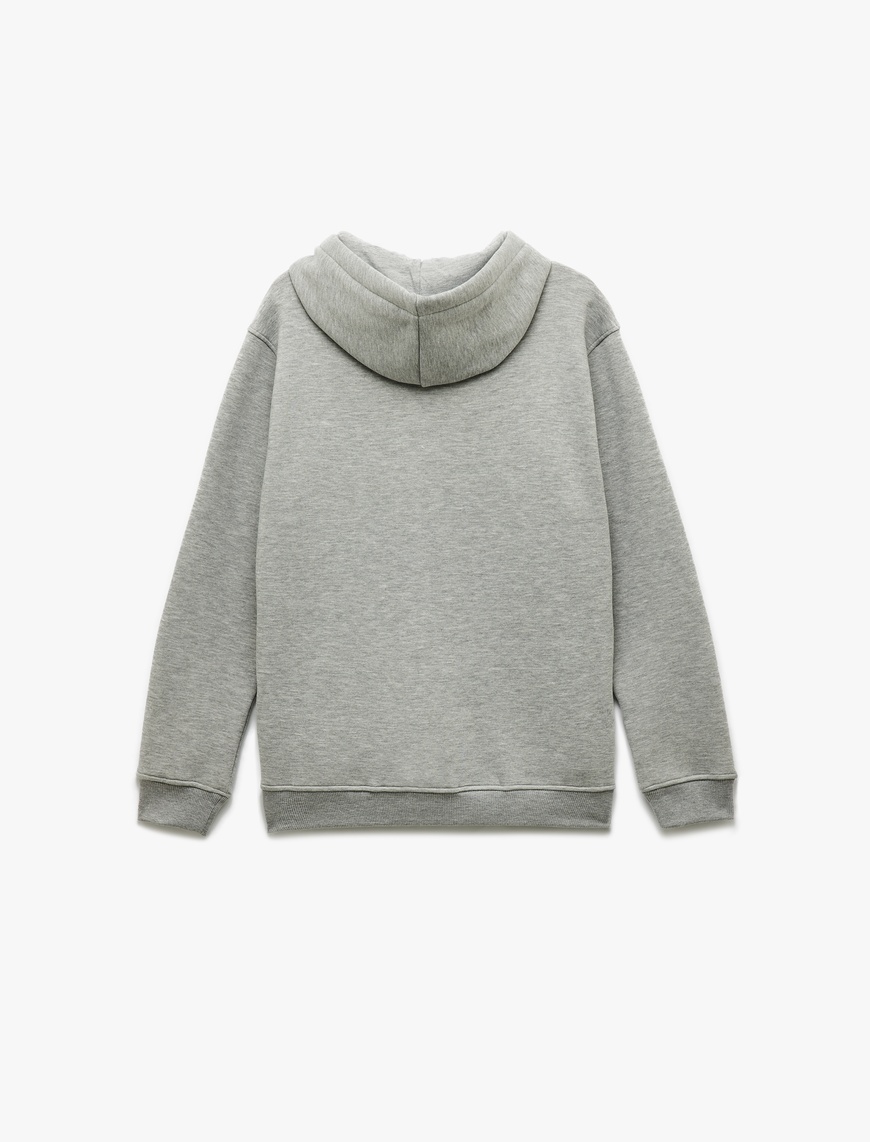   Şardonlu Uzun Kollu Basic Kapşonlu Sweatshirt