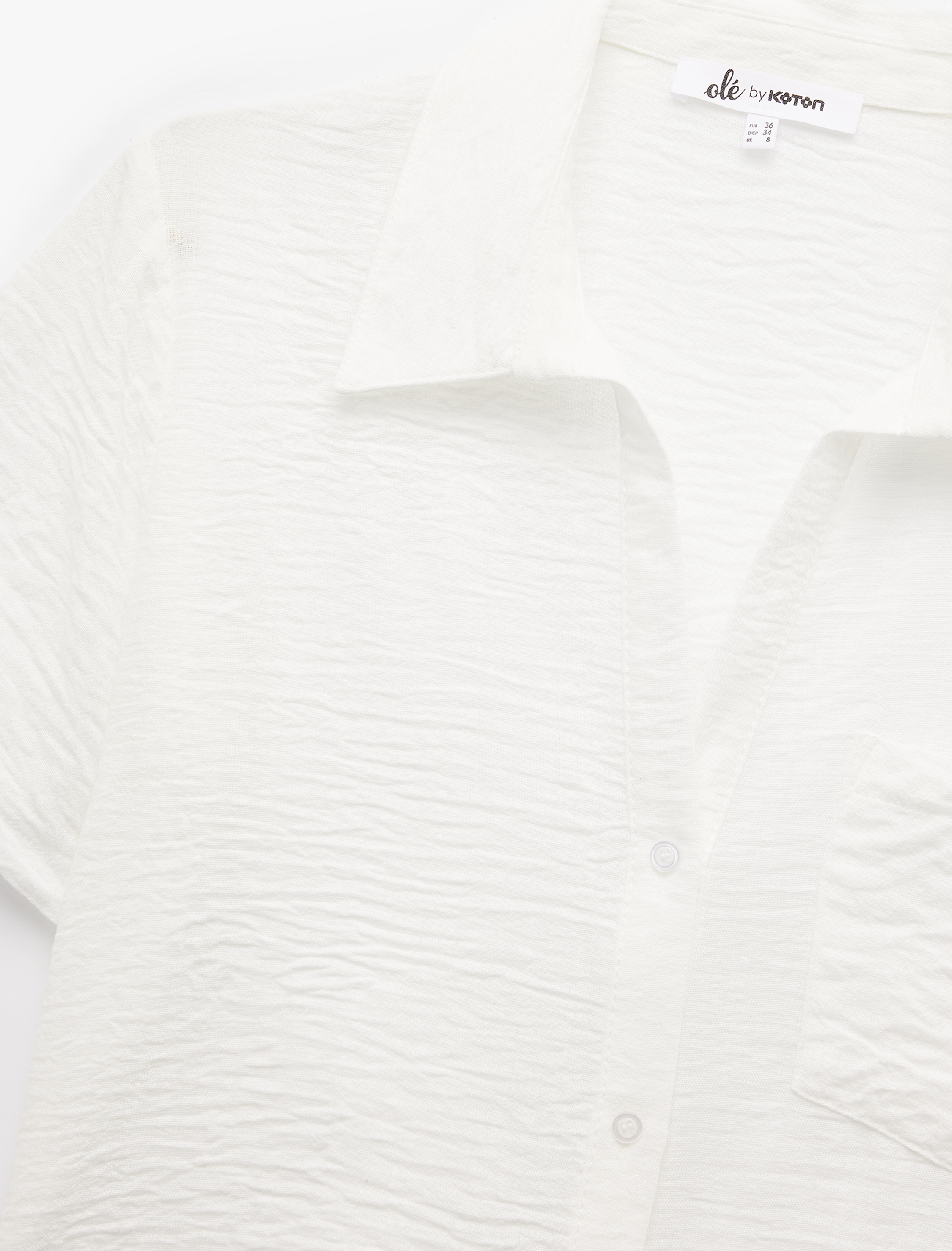   Kısa Kollu Cep Detaylı Klasik Yaka Crop Gömlek