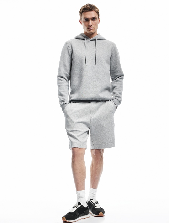  Viskon Karışımlı Scuba Kumaş Beli Bağcıklı Bermuda Şort