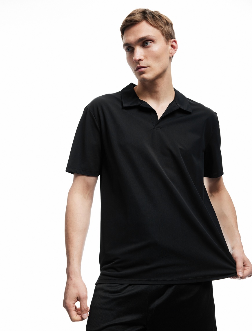   Kısa Kollu Polo Yaka Pike Kumaş Oversize Spor Tişört