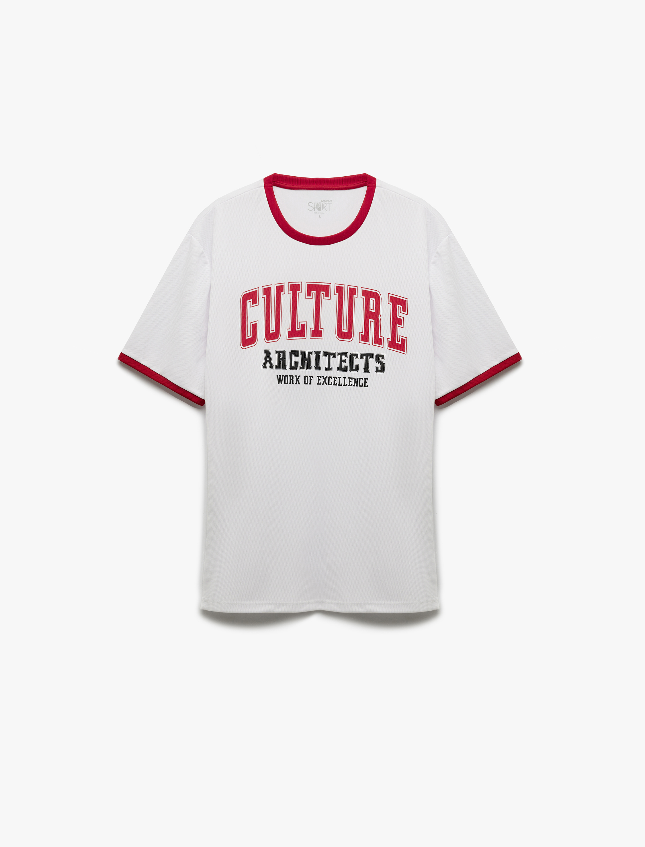   Kısa Kollu Bisiklet Yaka Regular Fit Biyeli Baskılı Spor Tişört