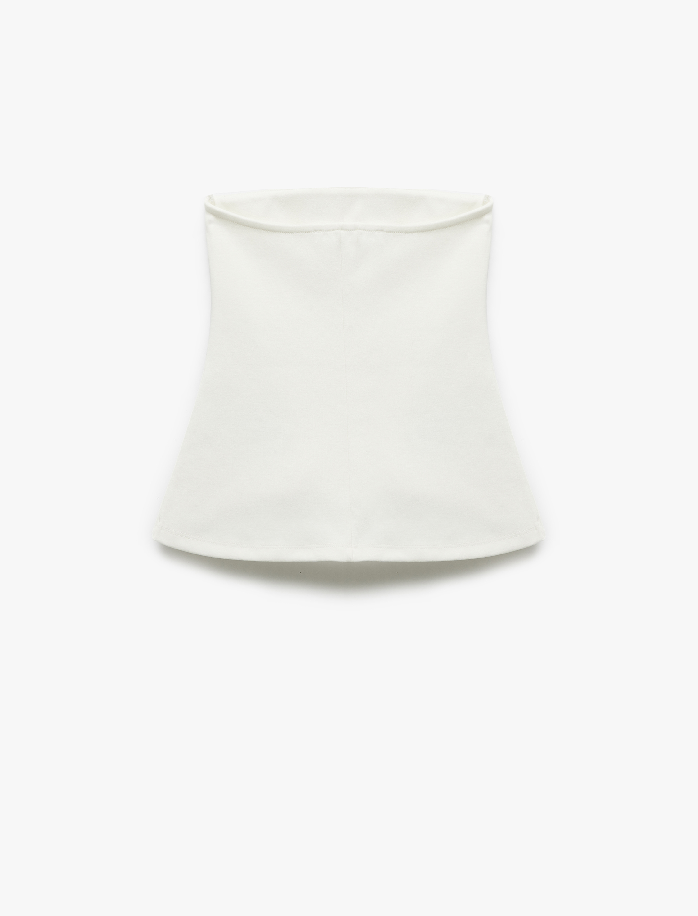   Pamuklu Kolsuz Slim Fit Peplum Straplez Bluz