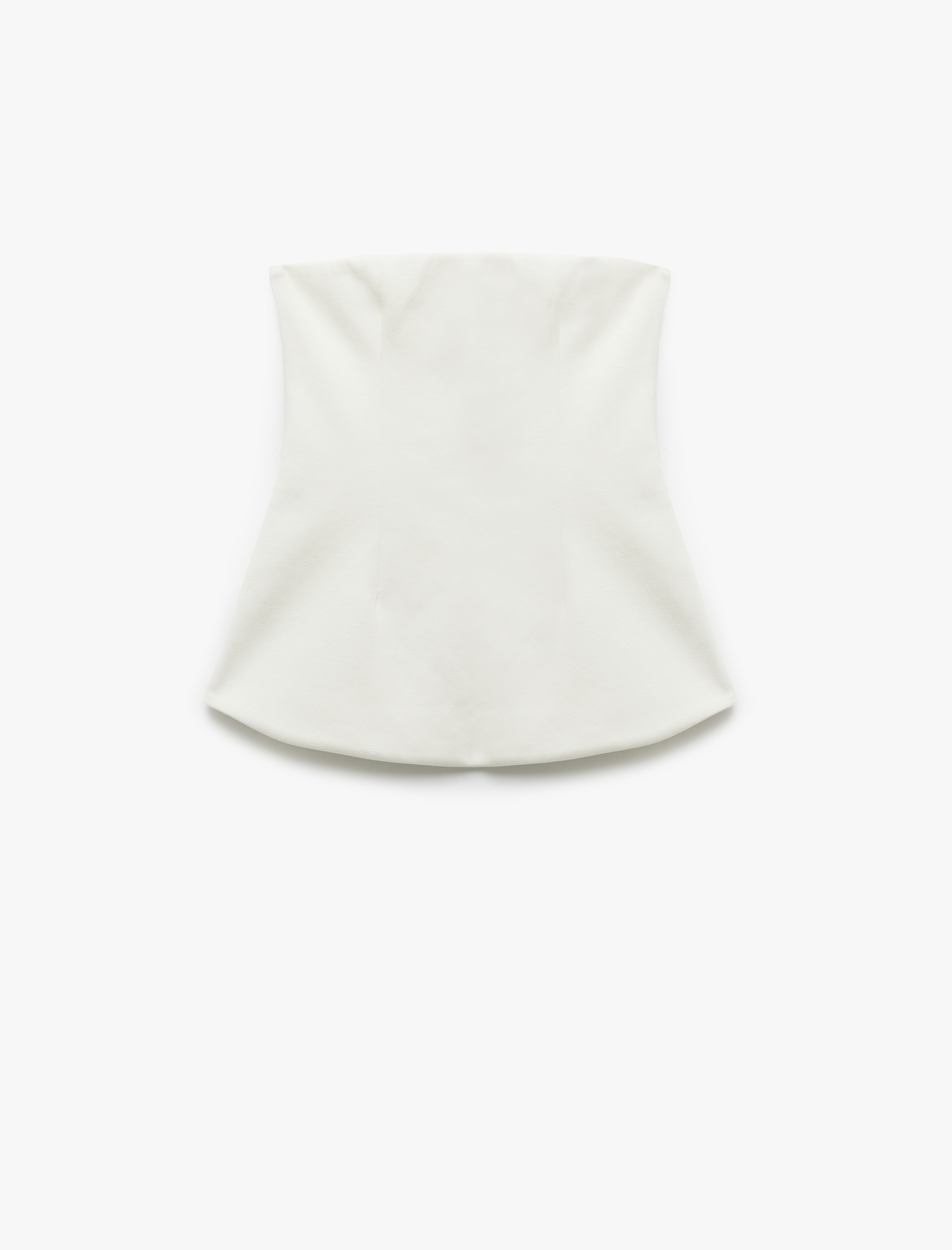   Pamuklu Kolsuz Slim Fit Peplum Straplez Bluz