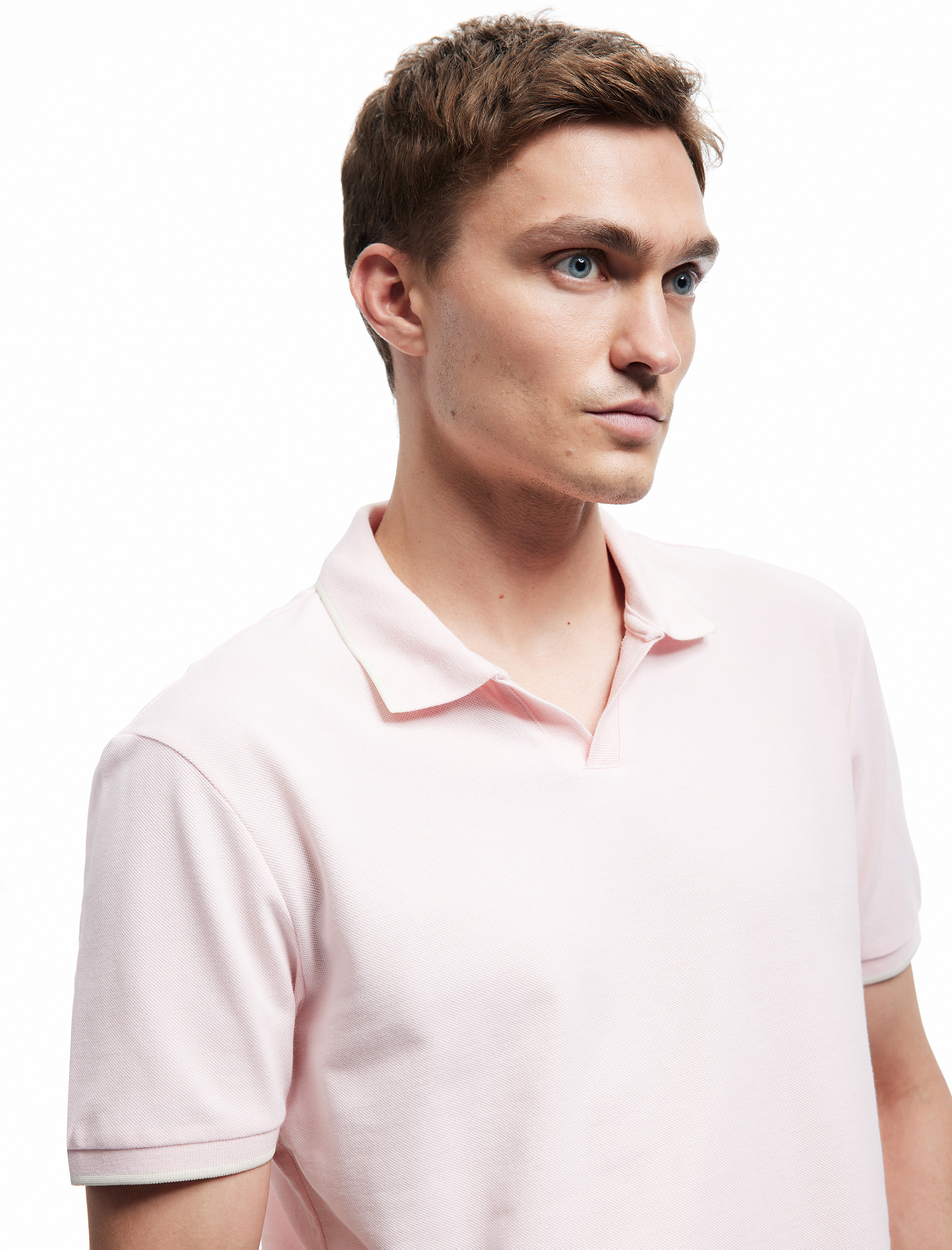   Kontrast Detaylı Pamuklu Pike Kumaş Kısa Kollu Slim Fit Polo Yaka Tişört