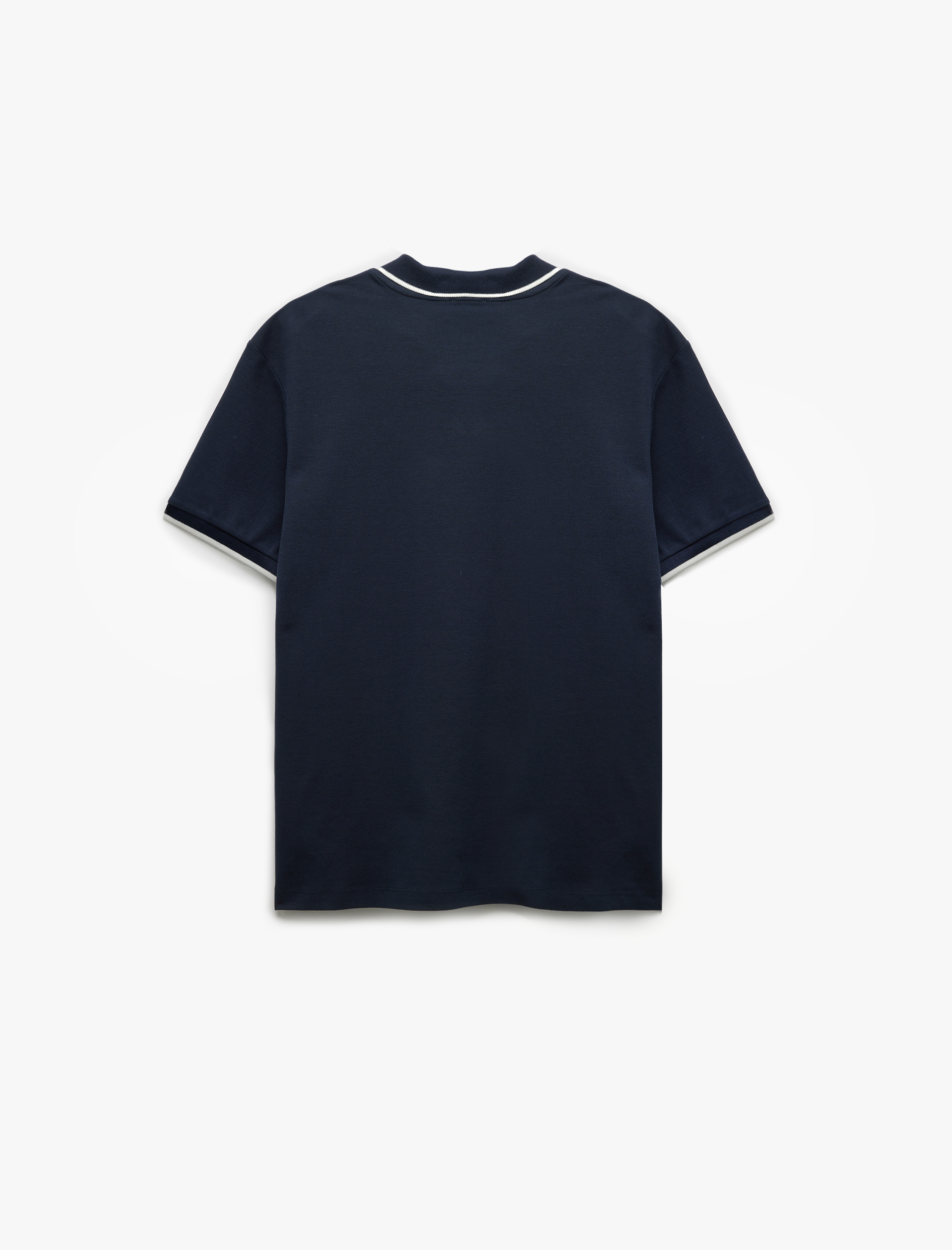   Kontrast Detaylı Pamuklu Pike Kumaş Kısa Kollu Slim Fit Polo Yaka Tişört