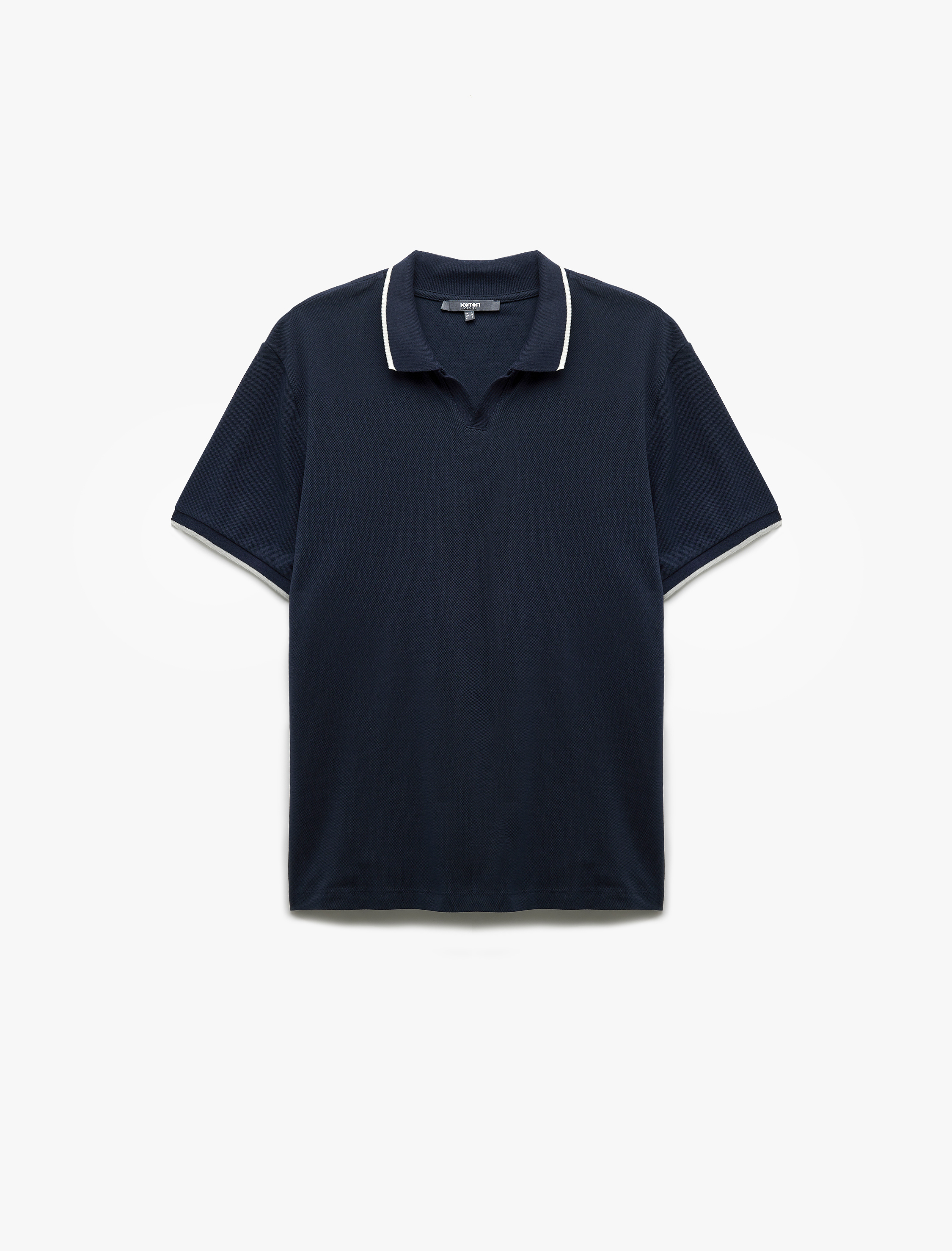   Kontrast Detaylı Pamuklu Pike Kumaş Kısa Kollu Slim Fit Polo Yaka Tişört