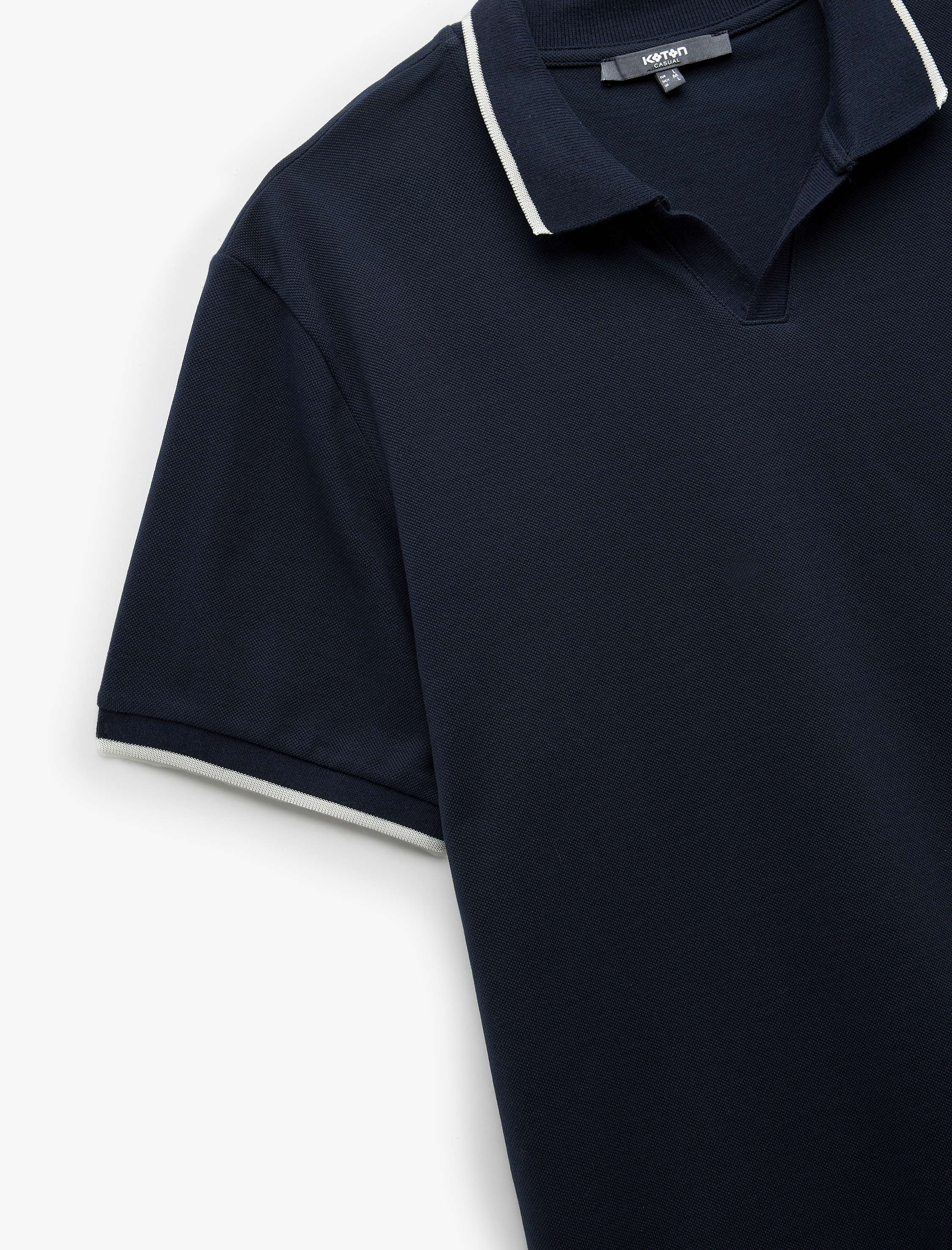   Kontrast Detaylı Pamuklu Pike Kumaş Kısa Kollu Slim Fit Polo Yaka Tişört