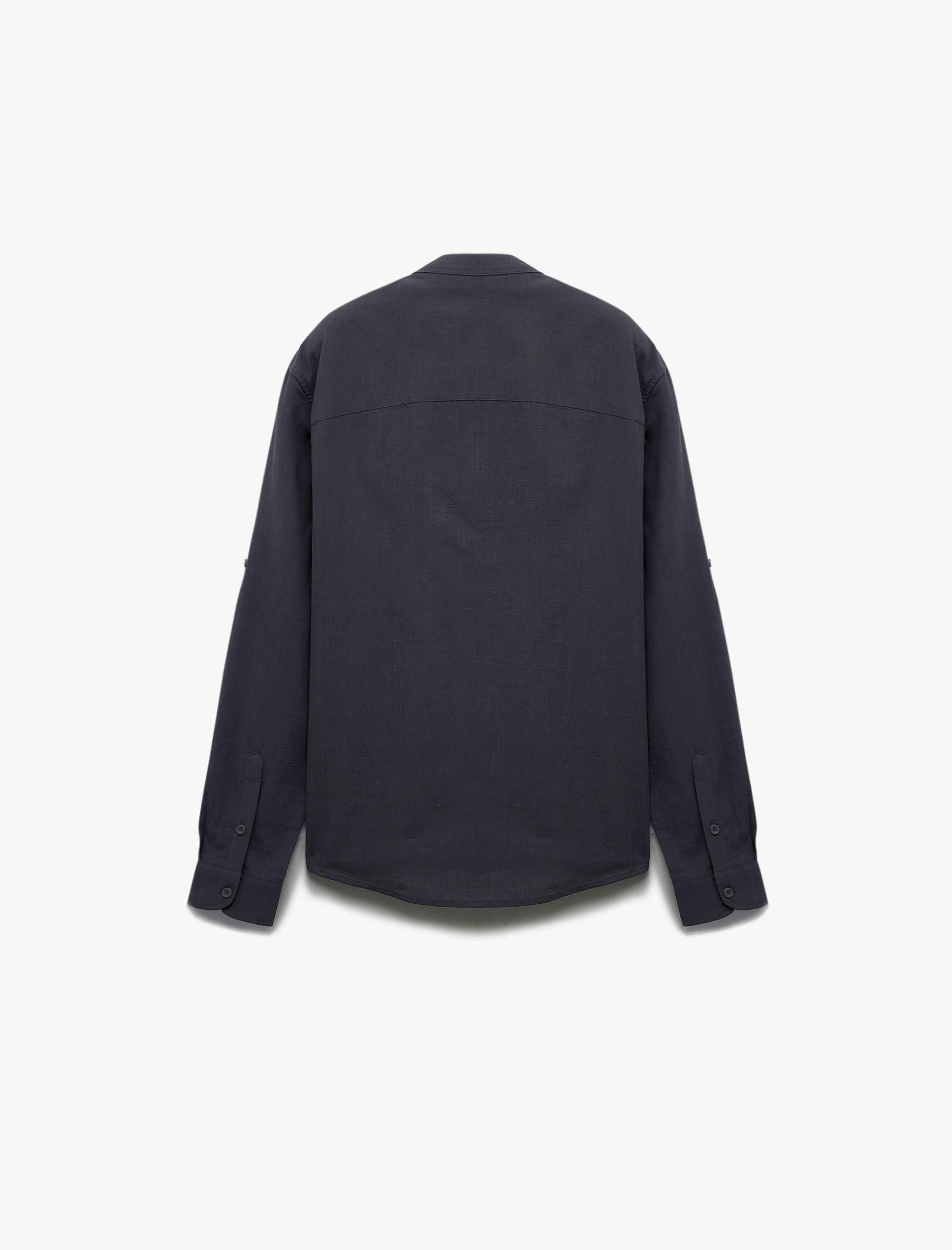   Uzun Kollu Düğmeli Regular Fit Pamuklu Hakim Yaka Gömlek