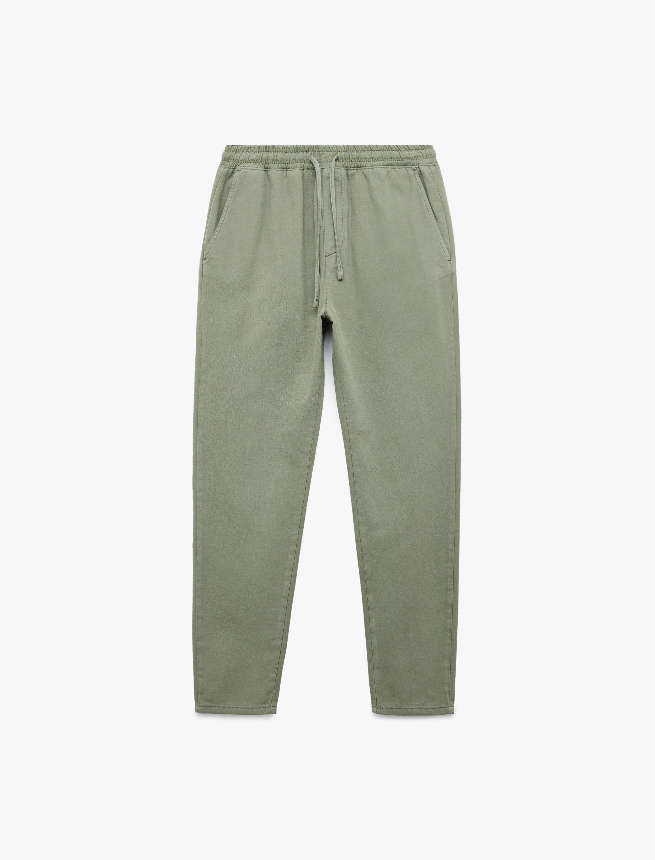   Beli Bağcıklı Pamuklu Cep Detaylı Kanvas Chino Pantolon