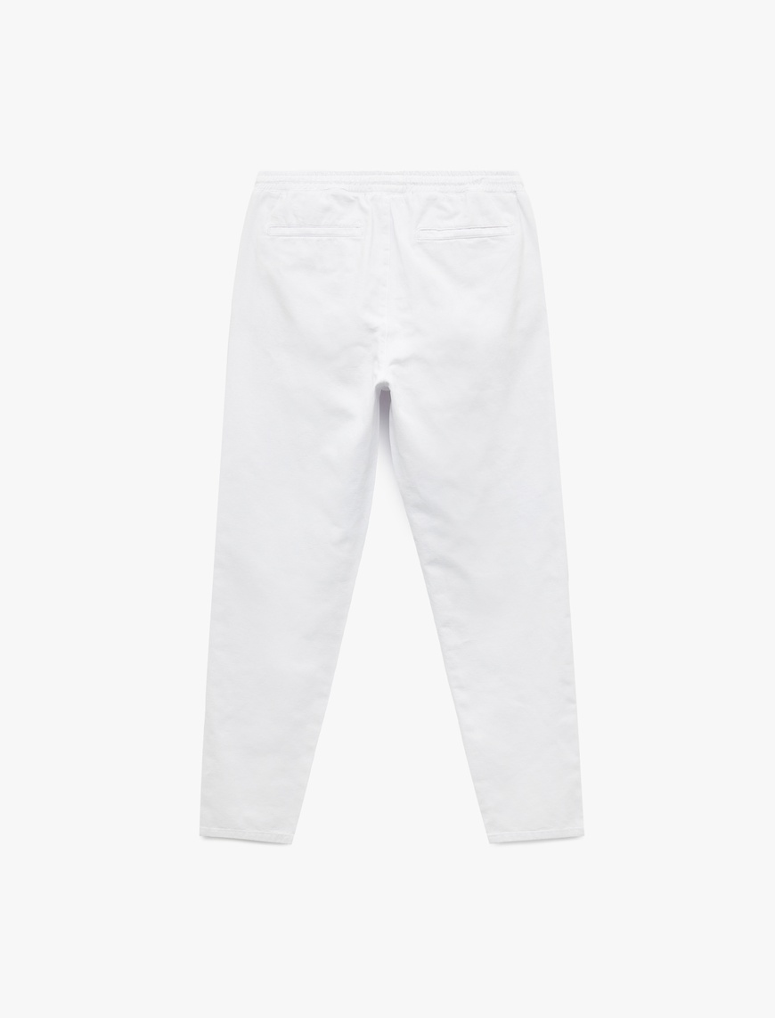   Beli Bağcıklı Pamuklu Cep Detaylı Kanvas Chino Pantolon
