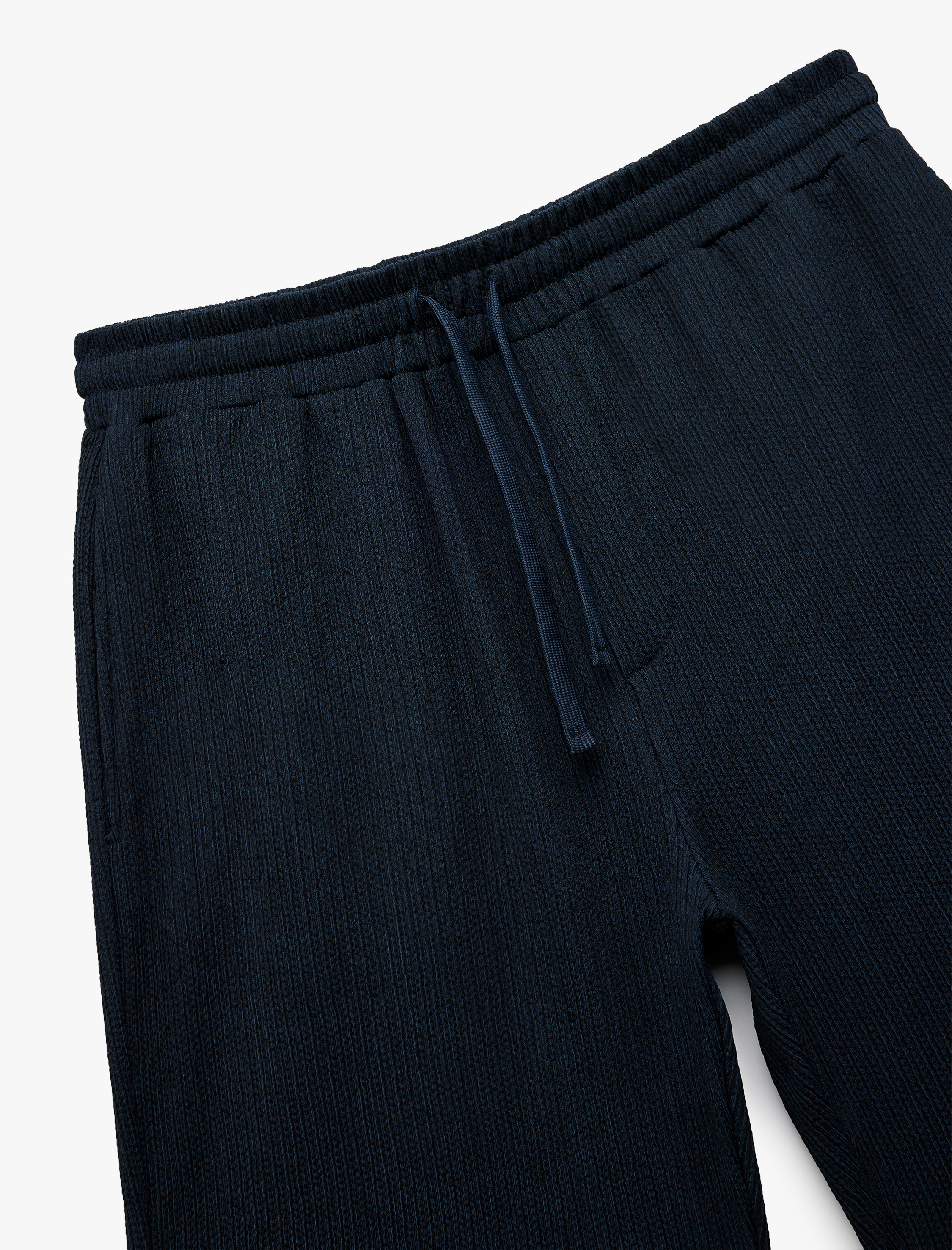   Cep Detaylı Dokulu Beli Bağcıklı Şort