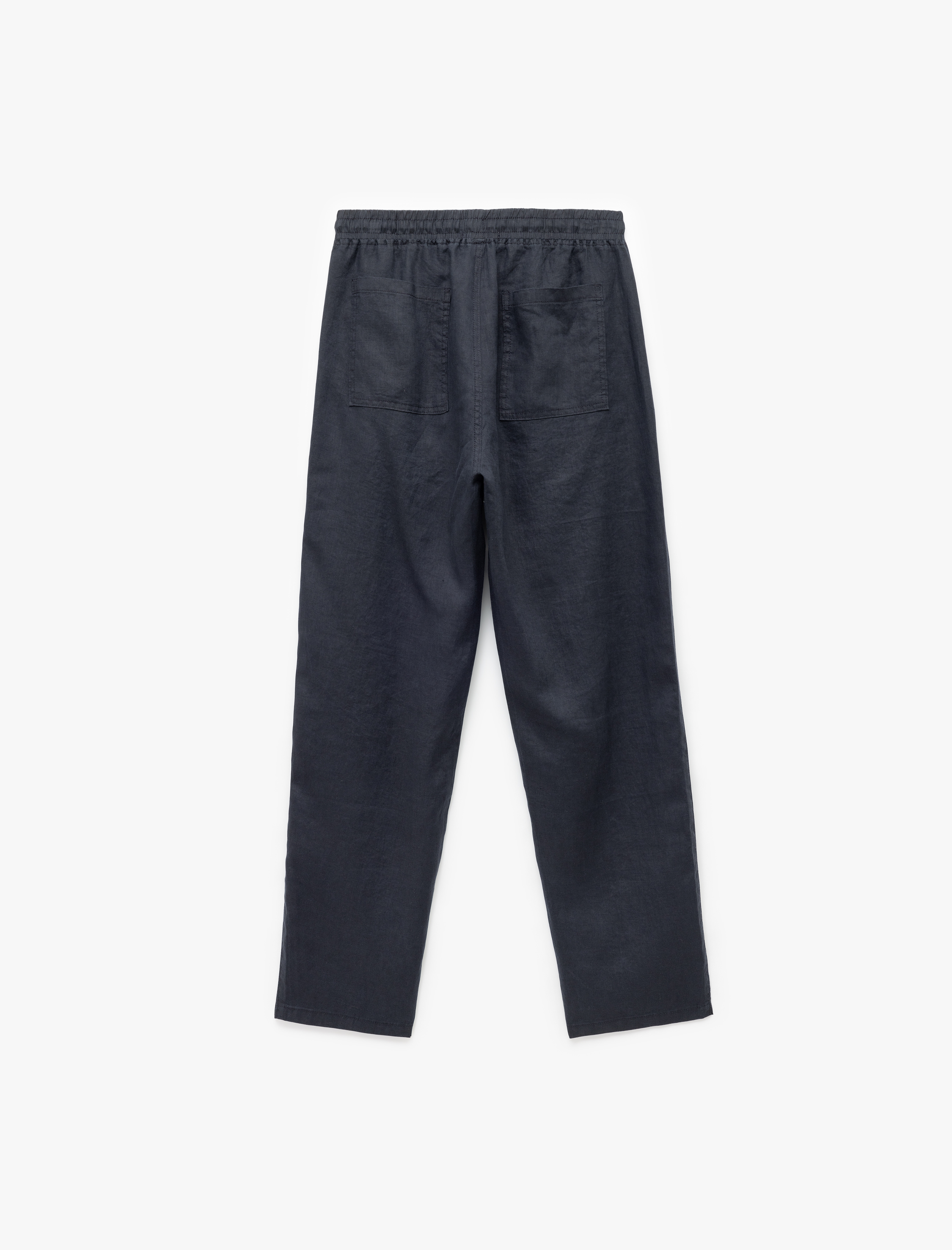 Cep Detaylı Beli Bağcıklı Oversize Keten Pantolon