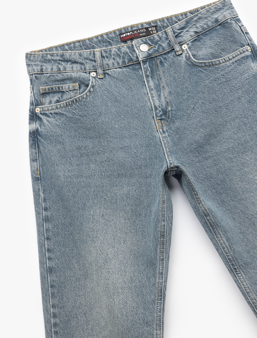   Normal Bel Pamuklu Cep Detaylı Straight Fit Jean Pantolon - Mark Jean
