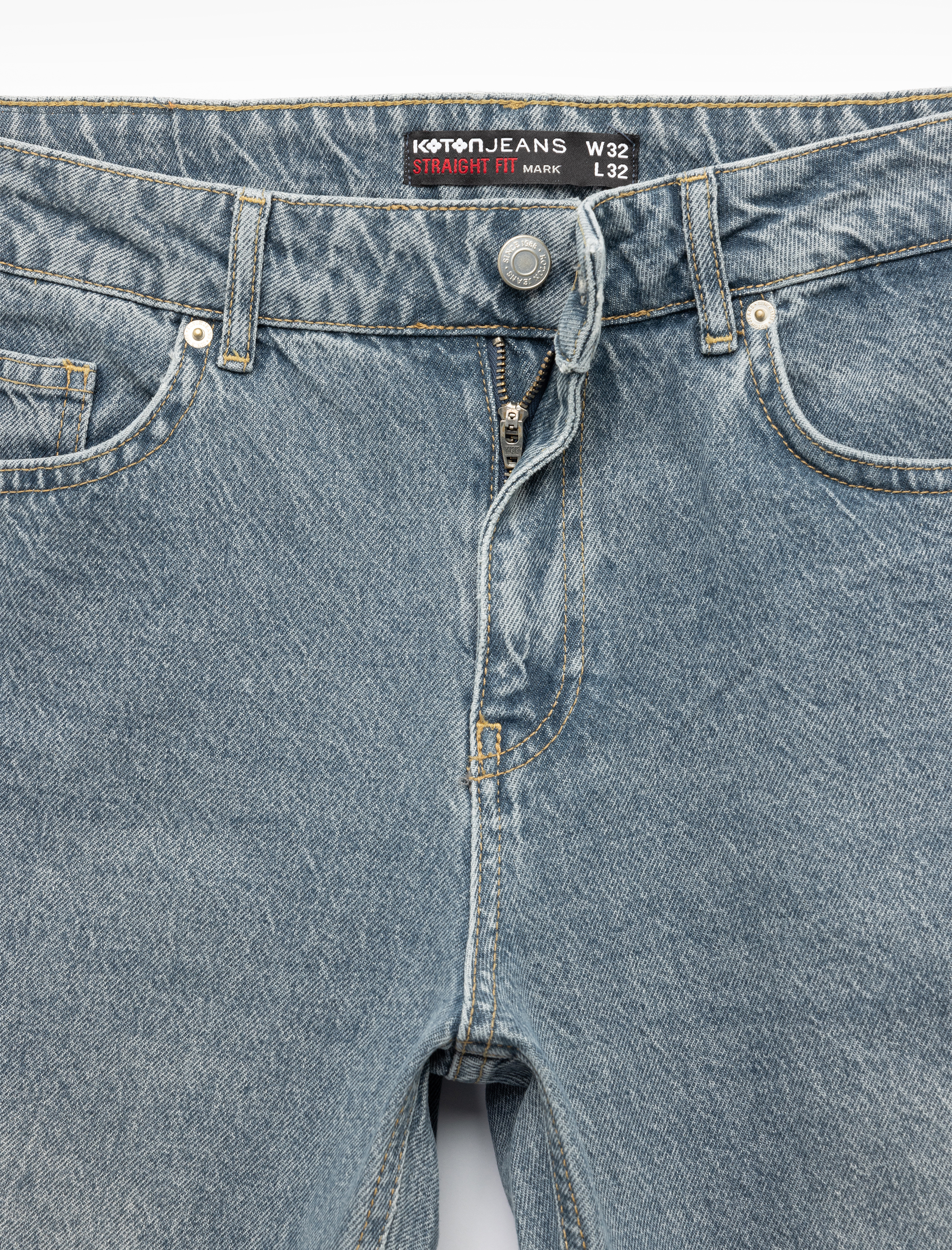   Normal Bel Pamuklu Cep Detaylı Straight Fit Jean Pantolon - Mark Jean