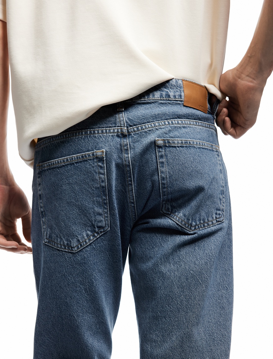   Normal Bel Pamuklu Cep Detaylı Straight Fit Jean Pantolon - Mark Jean