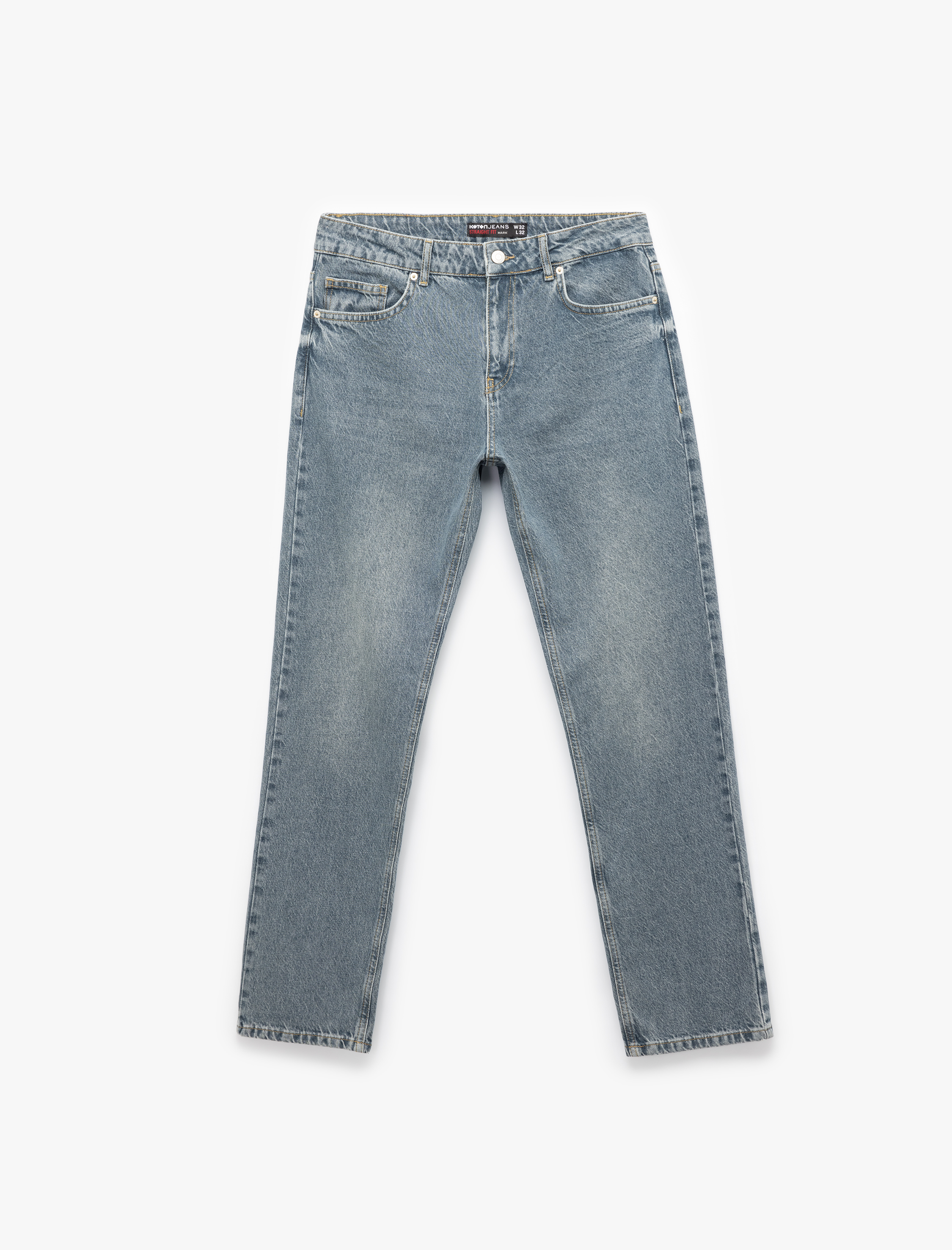   Normal Bel Pamuklu Cep Detaylı Straight Fit Jean Pantolon - Mark Jean