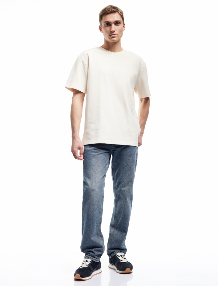  Normal Bel Pamuklu Cep Detaylı Straight Fit Jean Pantolon - Mark Jean