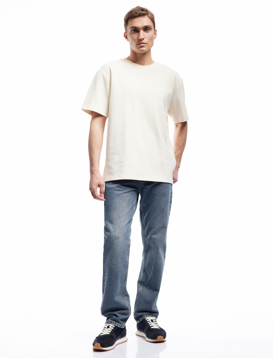   Normal Bel Pamuklu Cep Detaylı Straight Fit Jean Pantolon - Mark Jean