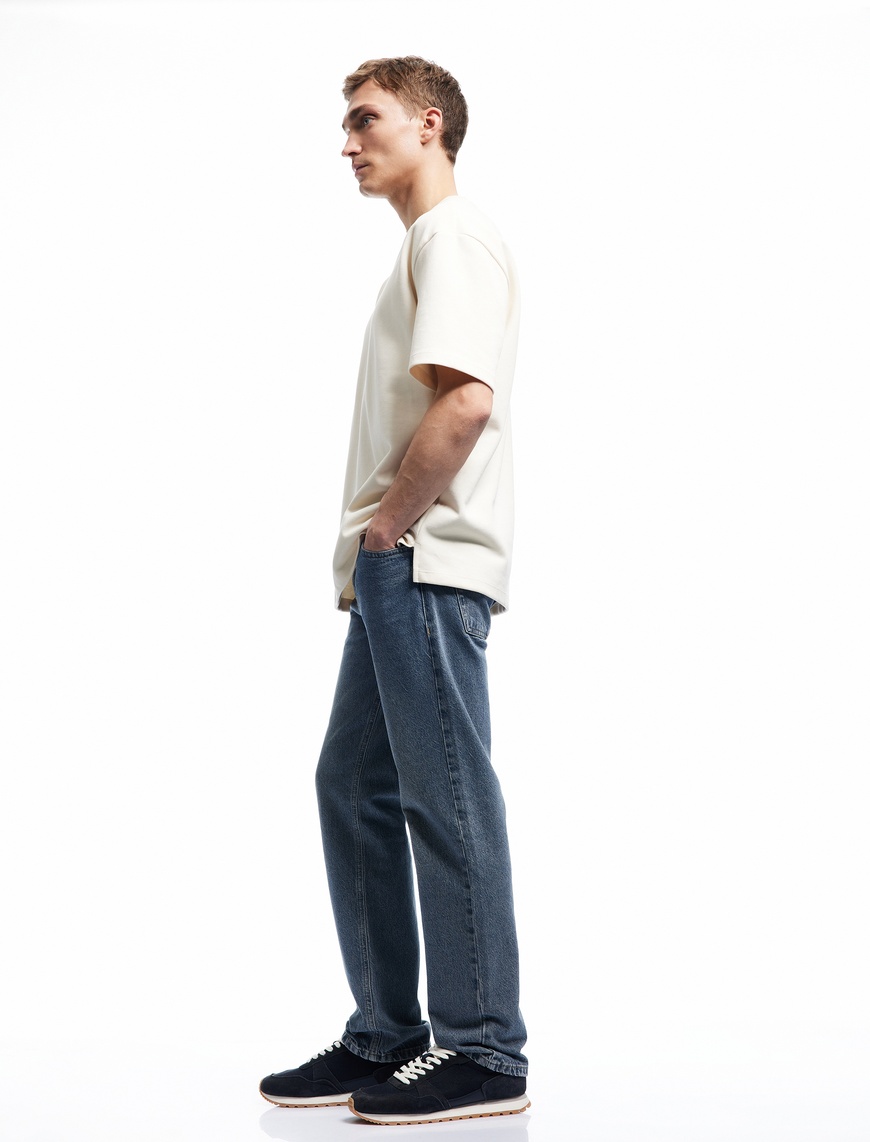   Normal Bel Pamuklu Cep Detaylı Straight Fit Jean Pantolon - Mark Jean