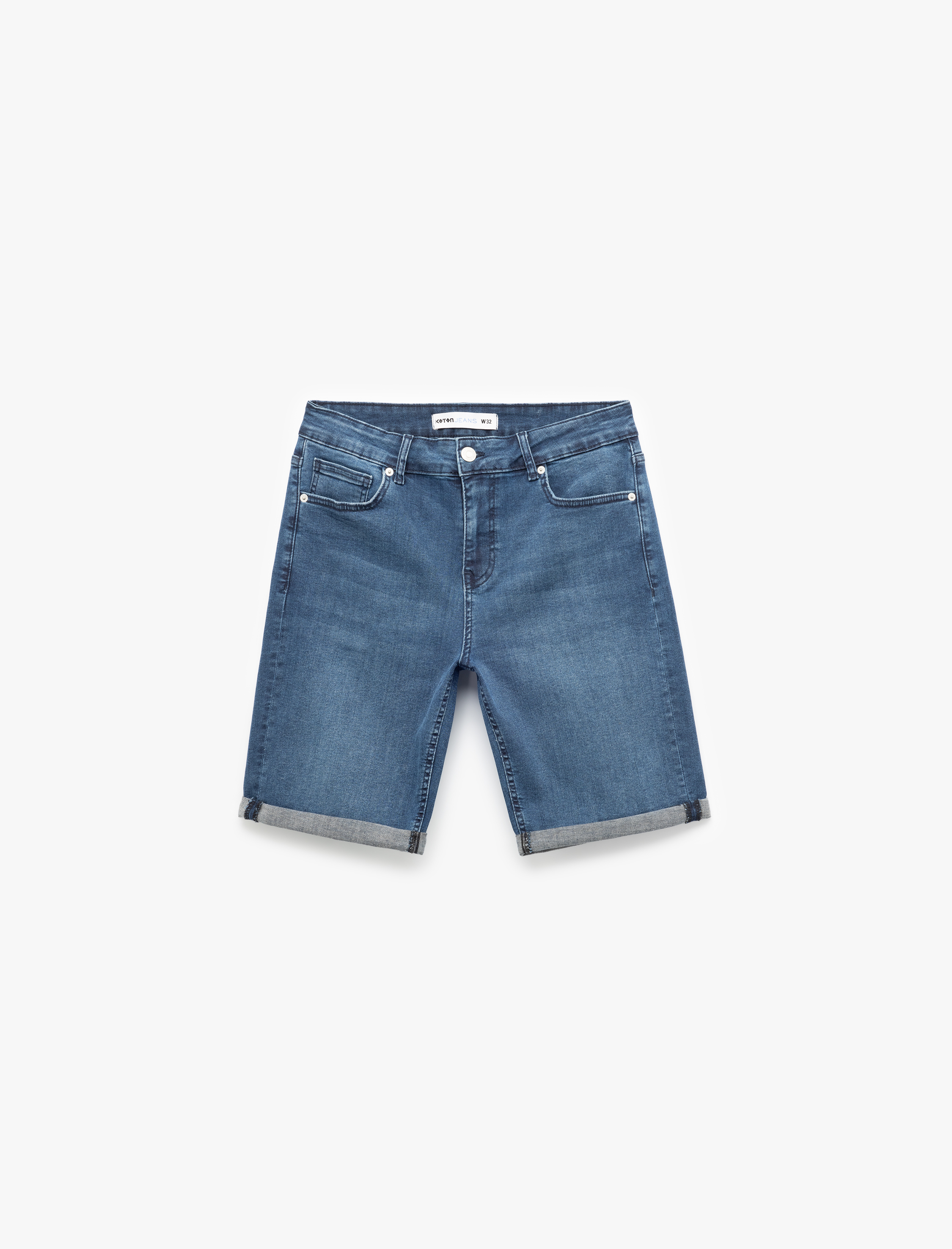   Normal Bel Cep Detaylı Pamuklu Slim Fit Jean Şort