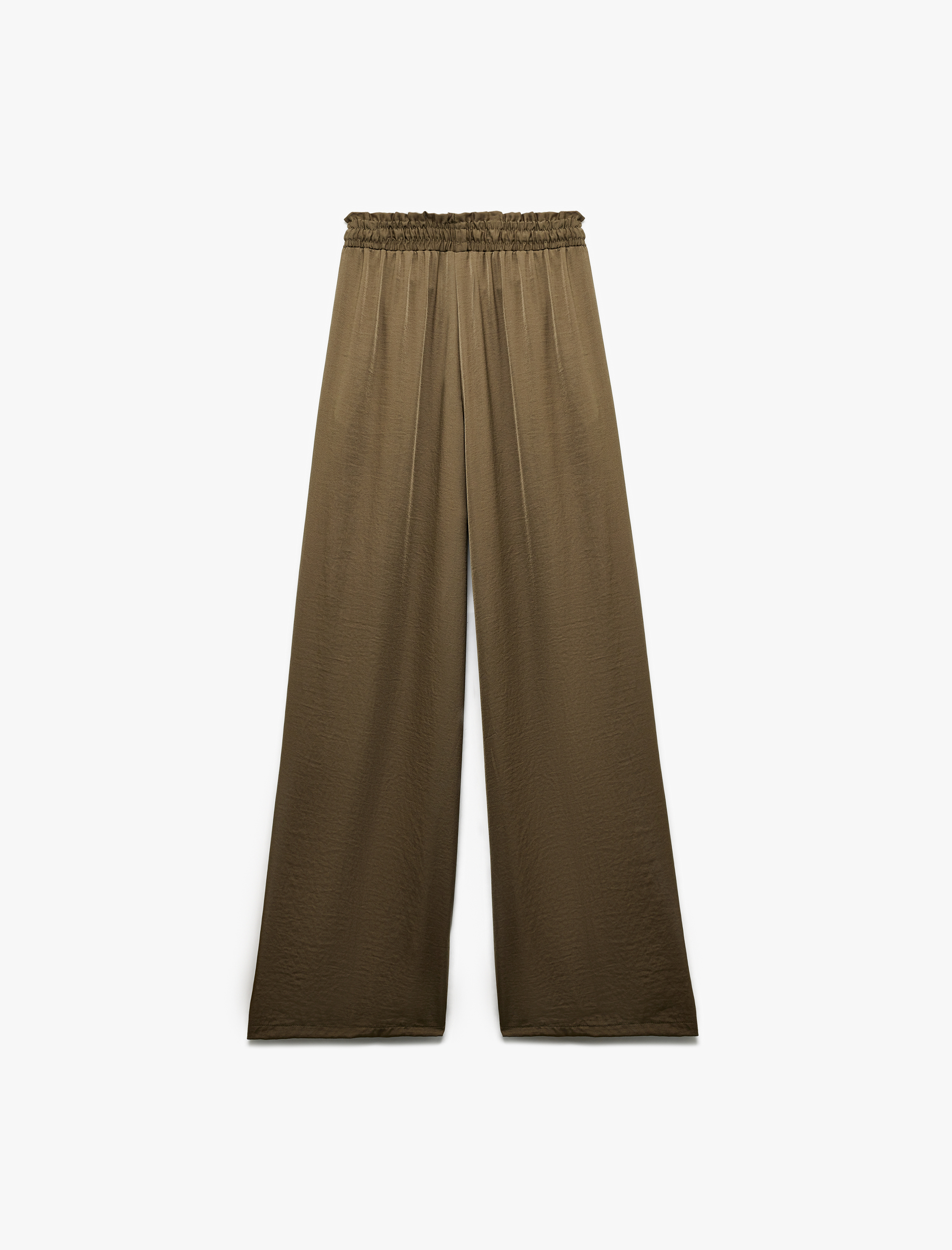   Aerobin Kumaş Beli Bağcıklı Cepli Geniş Paça Palazzo Saten Pantolon