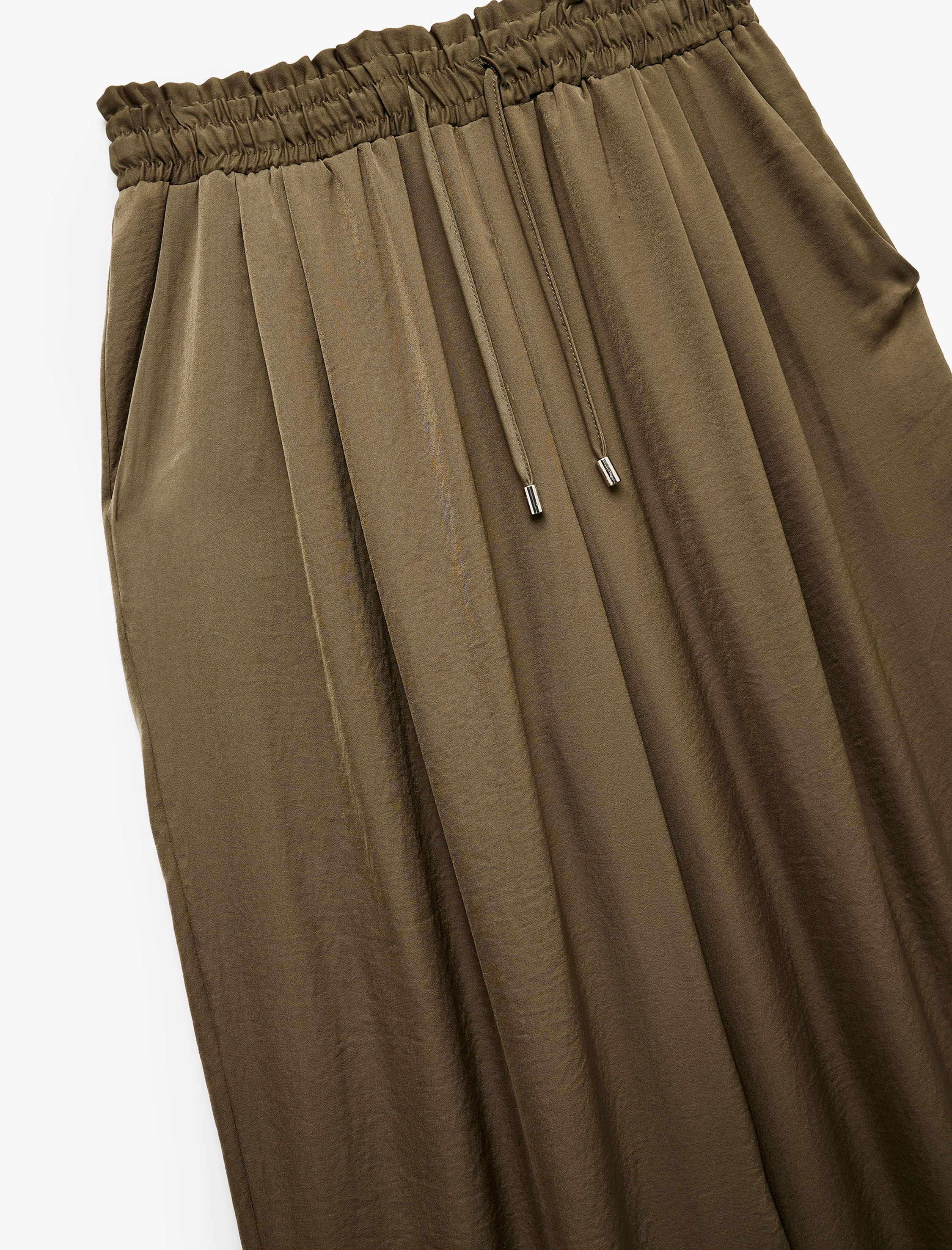   Aerobin Kumaş Beli Bağcıklı Cepli Geniş Paça Palazzo Saten Pantolon