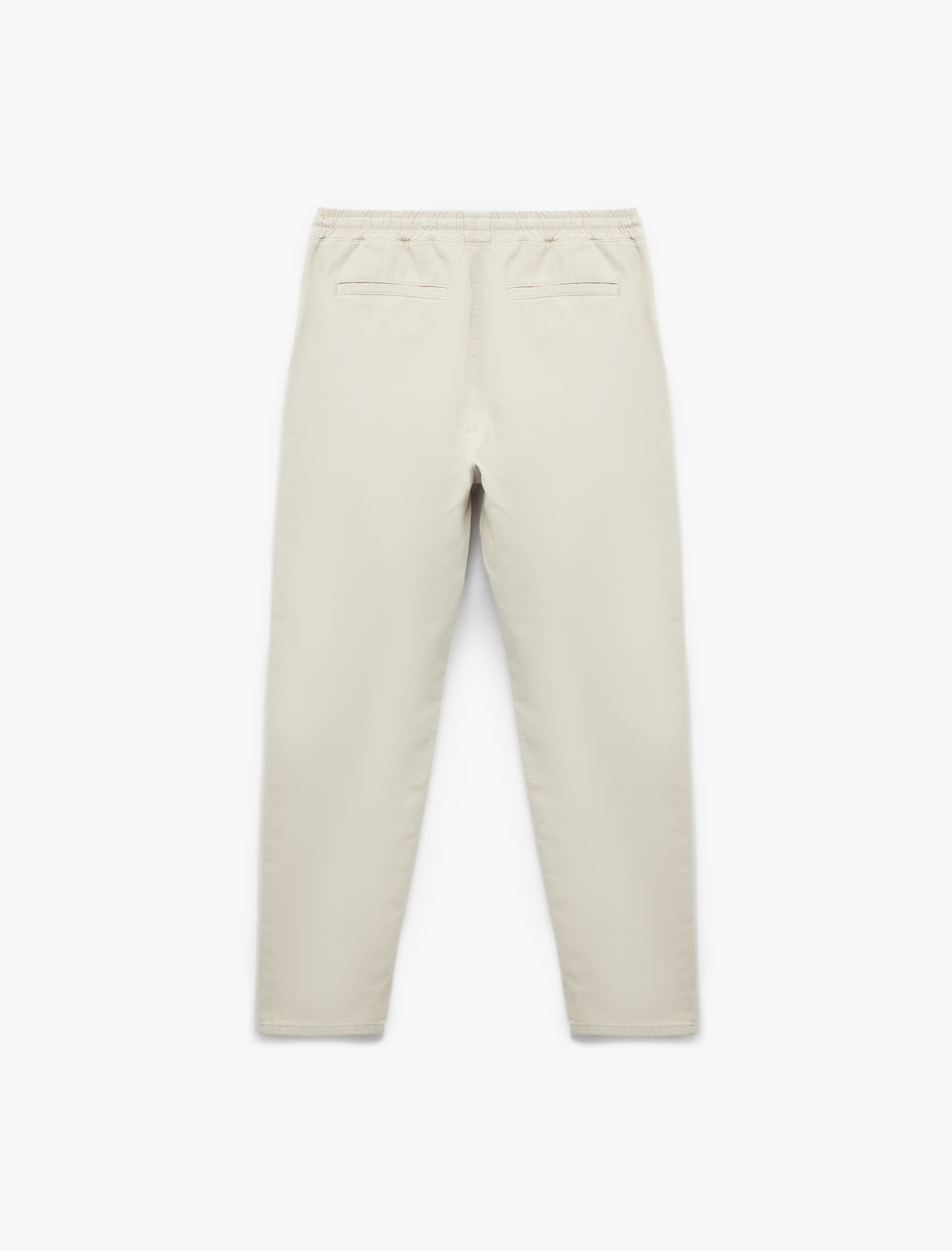   Beli Bağcıklı Pamuklu Cep Detaylı Kanvas Chino Pantolon