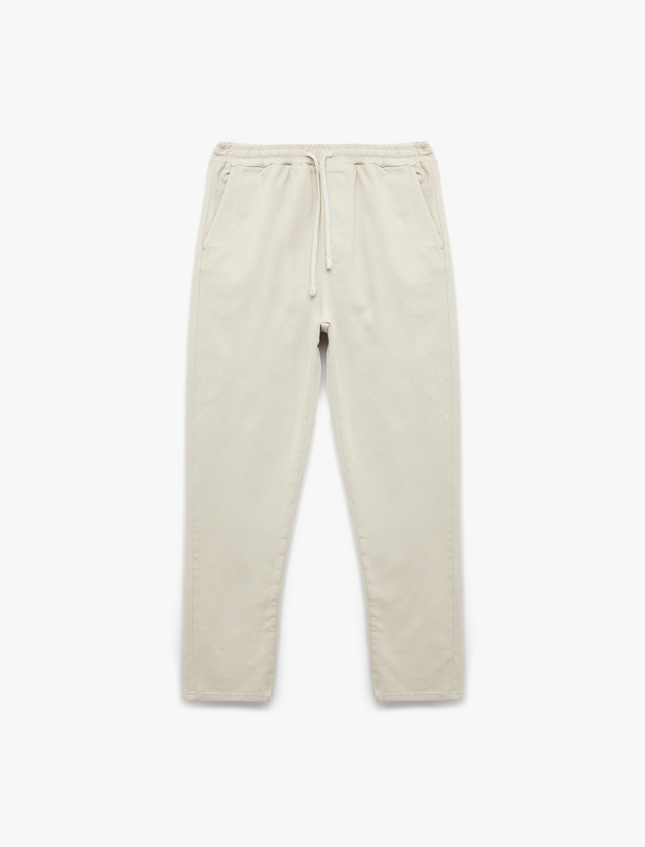   Beli Bağcıklı Pamuklu Cep Detaylı Kanvas Chino Pantolon