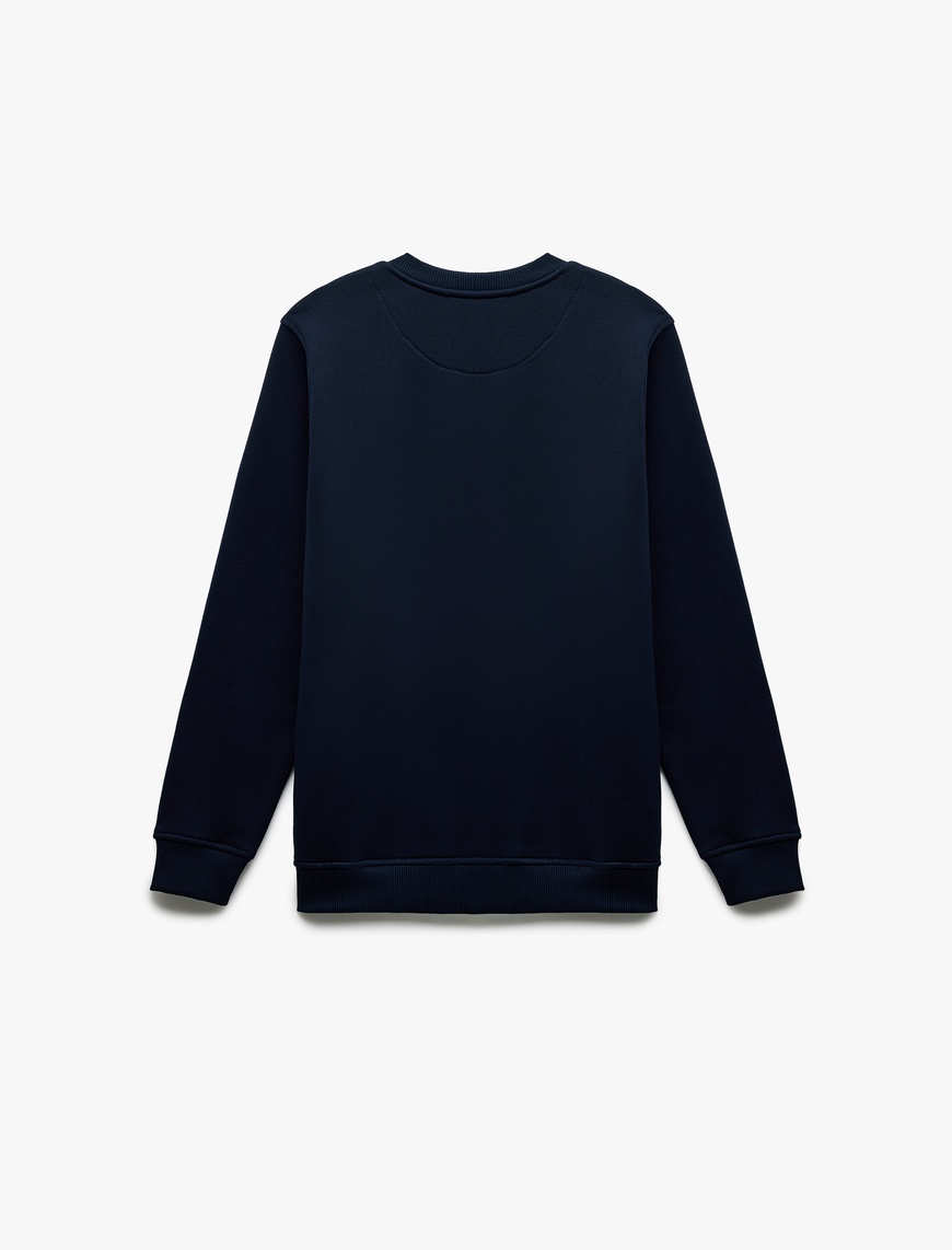   Pamuklu Uzun Kollu Bisiklet Yaka Erkek Basic Sweatshirt