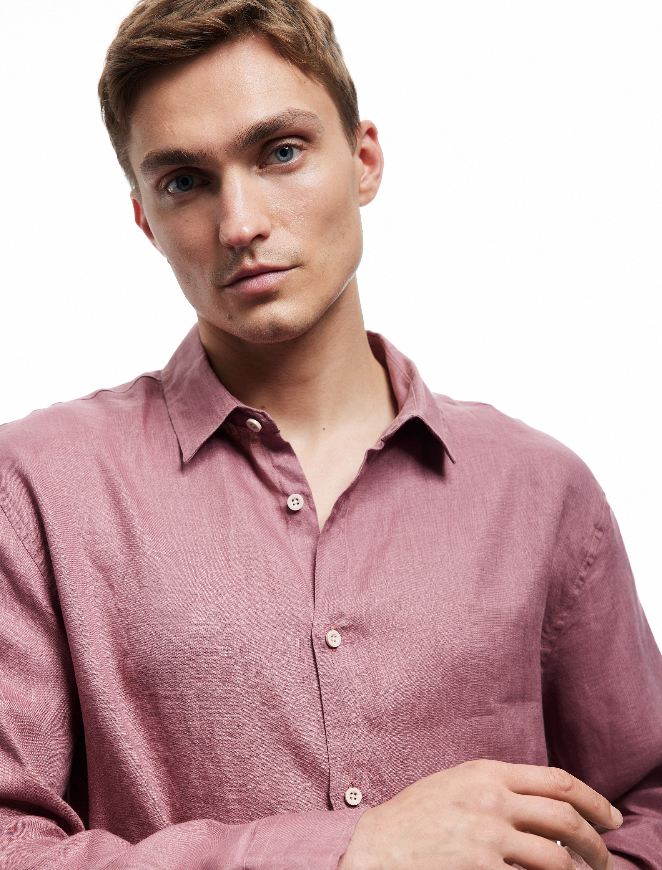   Klasik Yaka Regular Fit Uzun Kollu Keten Gömlek